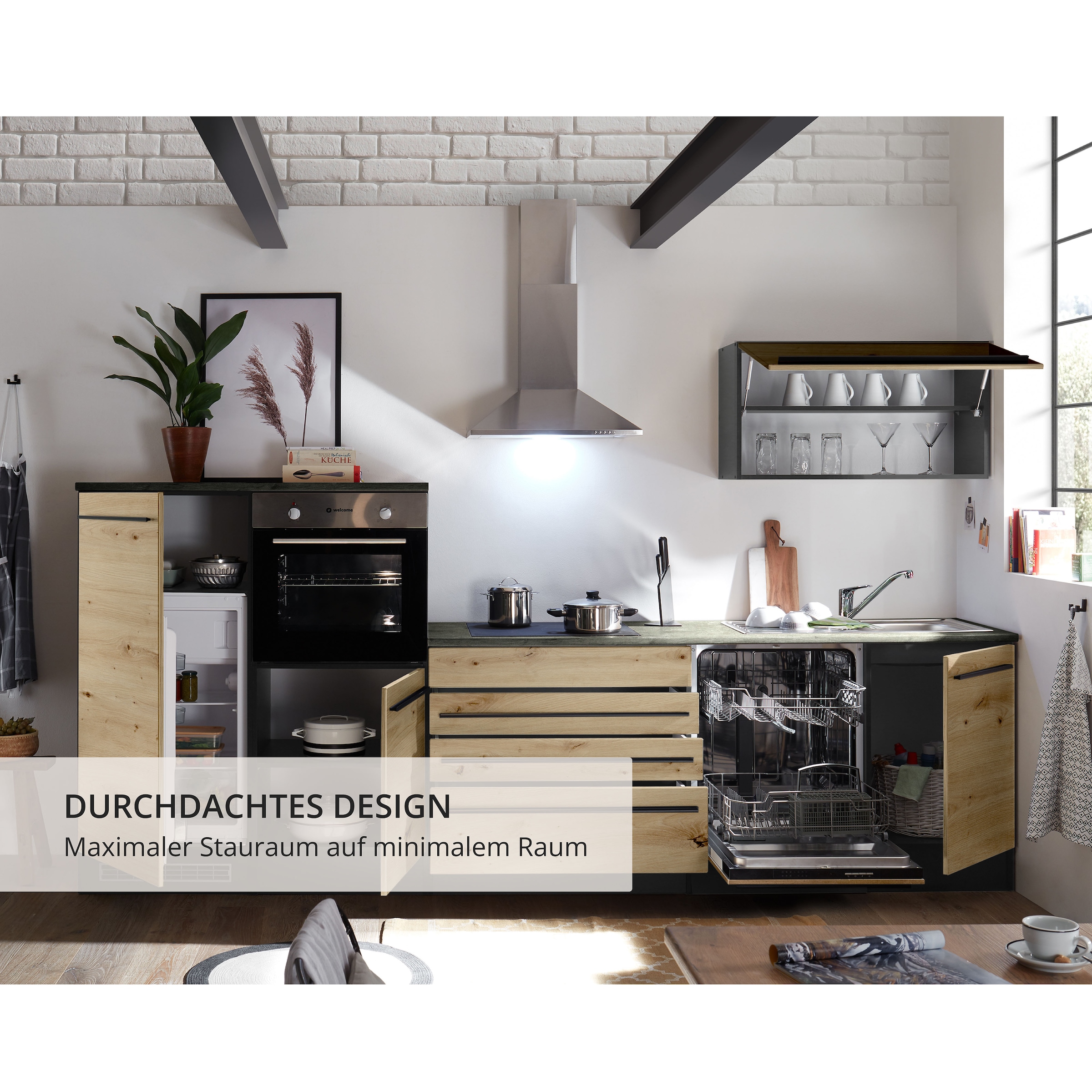 BASIC by Balculina Küchenzeile »Jazz«, Breite 320 cm, wahlweise mit E-Geräten
