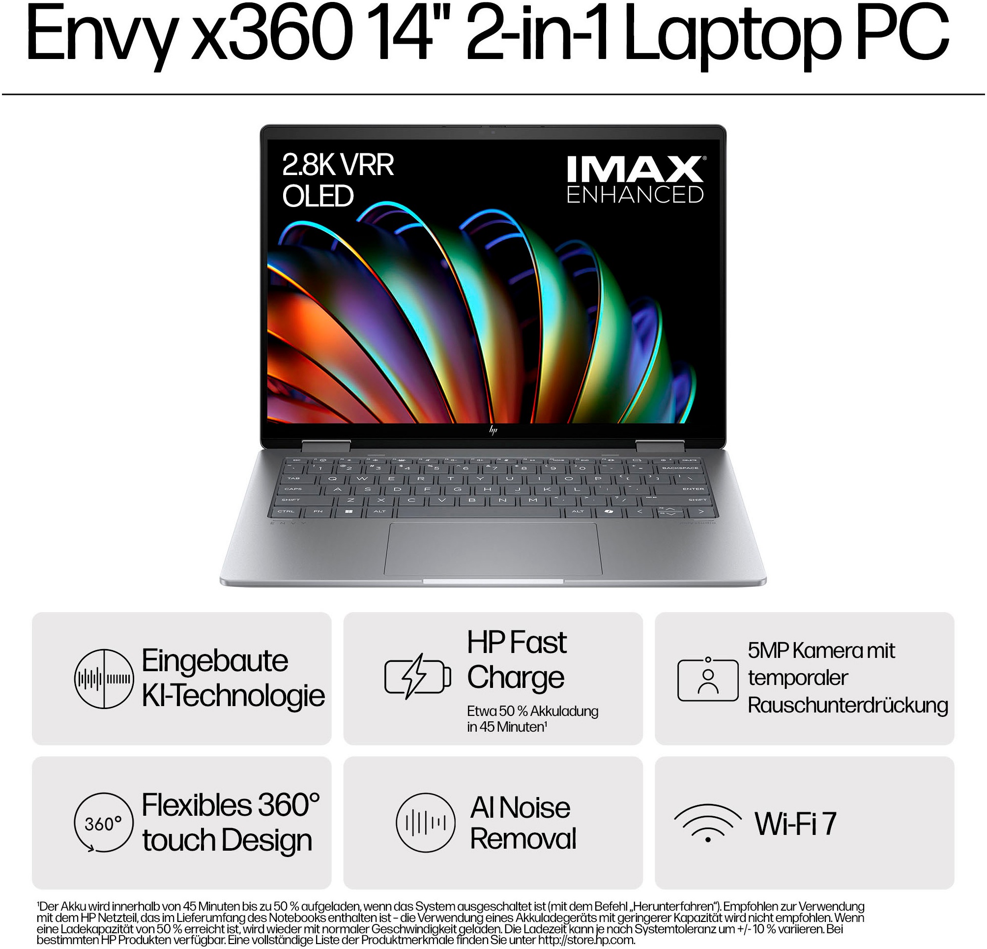 HP Notebook »Laptop 14-fa0057ng Meteor Silver (P)«, 35,6 cm, / 14 Zoll, AMD, Ryzen 5, Radeon Graphics, 512 GB SSD