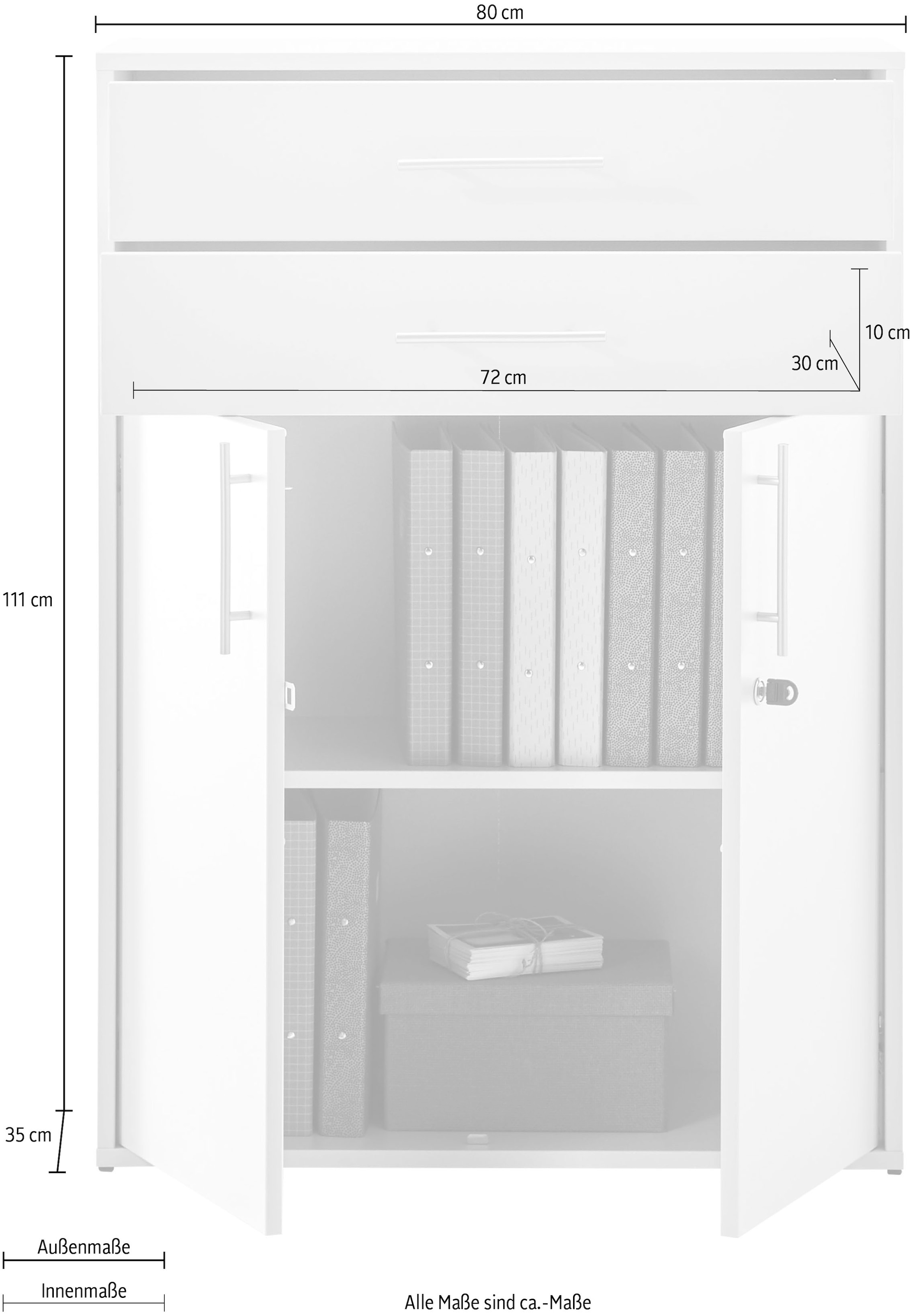 BEGA OFFICE Aktenschrank »Pronto«, Büroschrank Grau abschließbar, Mehrzweckschrank