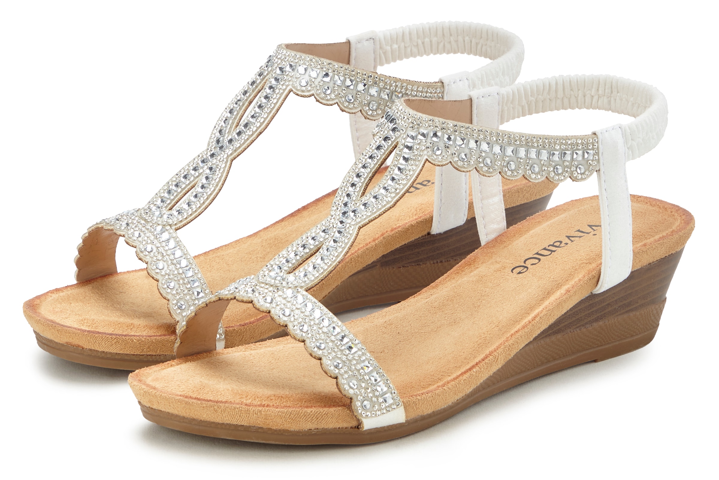 Vivance Sandalette »Sommerschuh«  Sandale, Sommerschuh mit Glitzerdetails und elastischem Riemchen VEGAN