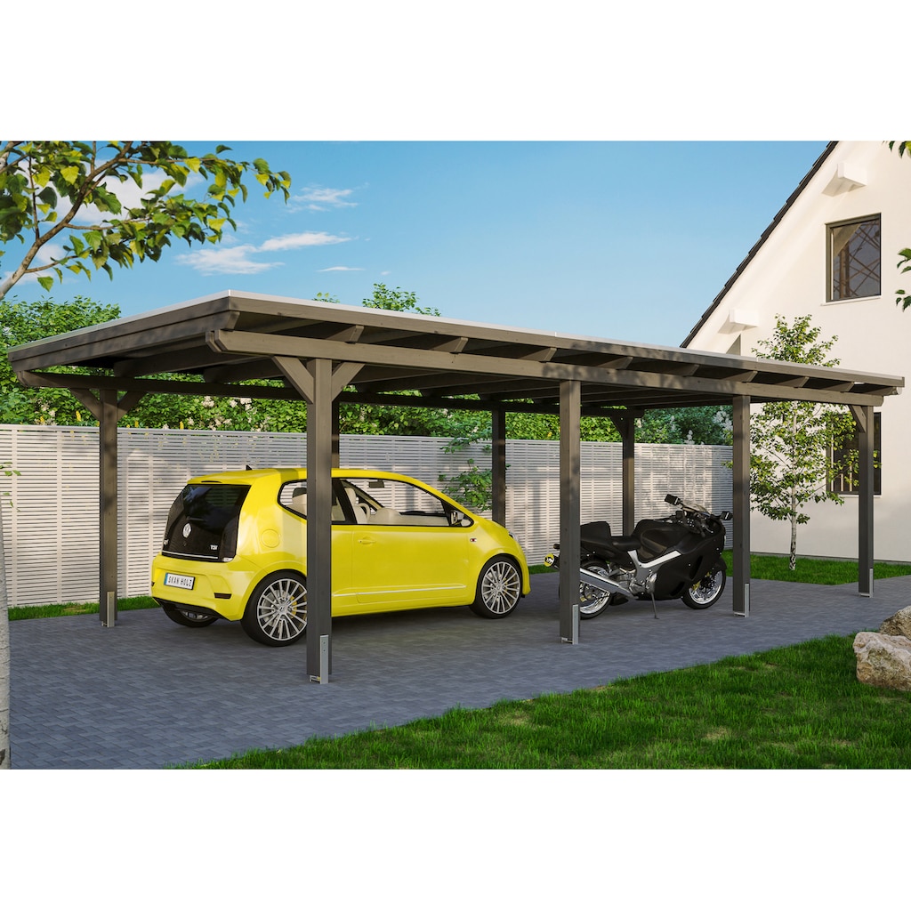 Skanholz Einzelcarport »Emsland«, Leimholz-Nordisches Fichtenholz, 341 cm, dunkelgrau