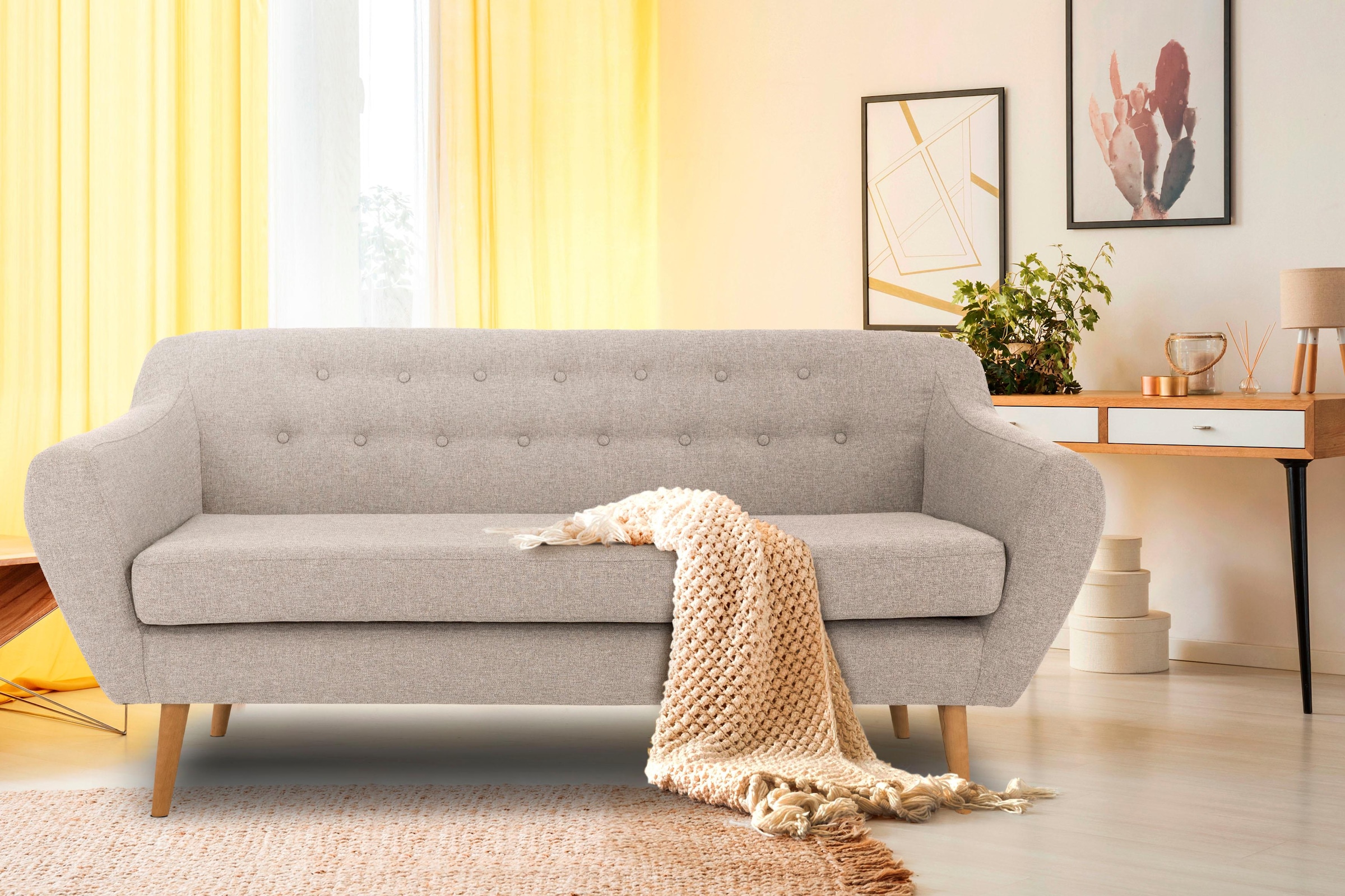 Home affaire 3-Sitzer »Renne« mit Heftung im Rücken im skandinavischem Stil günstig online kaufen