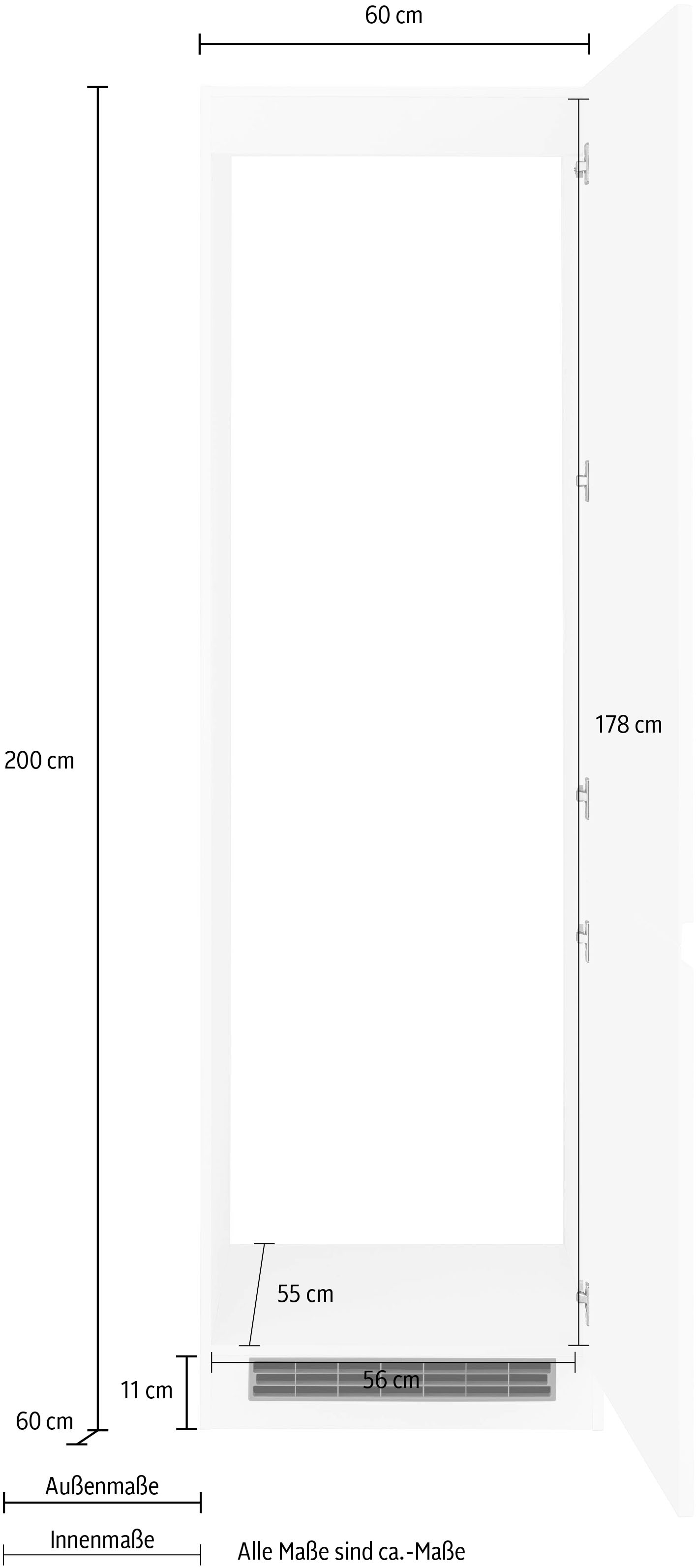 HELD MÖBEL Kühlumbauschrank »Virginia«, 200 cm hoch, 60 cm breit, Nische für Kühlschrank B/H/T: 56/178/55 cm