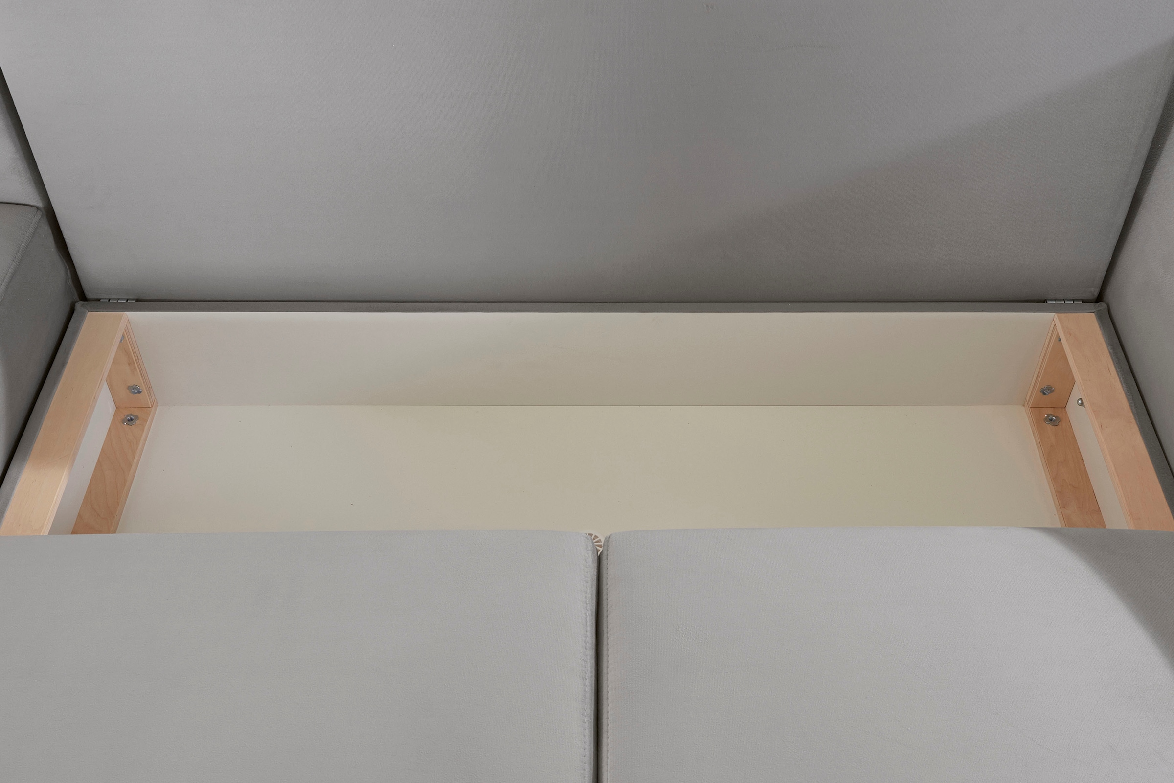 INOSIGN Ecksofa »Asra L-Form«, incl. Bettfunktion und Bettkasten, Seitentasche im Armteil, Federkern