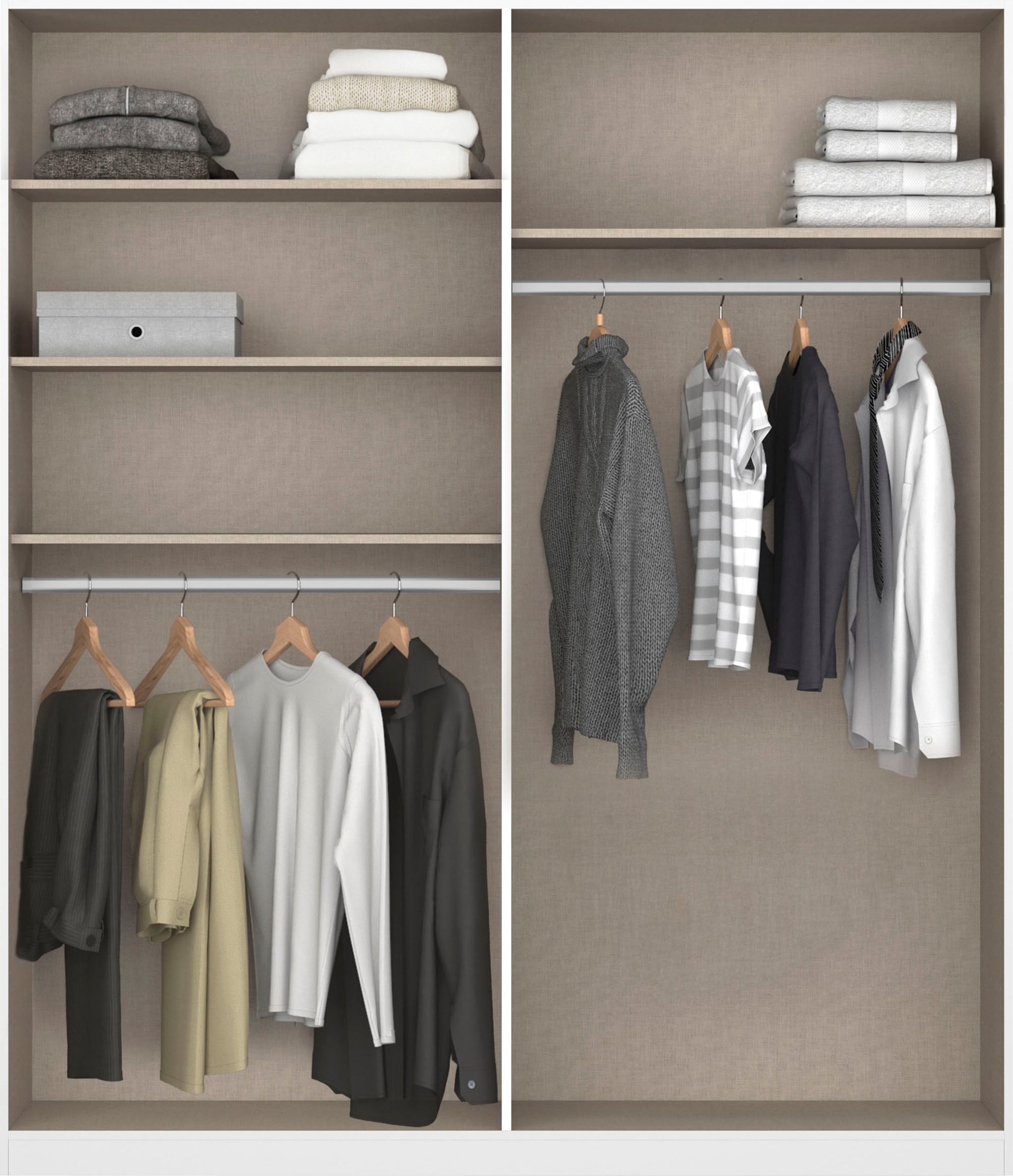 rauch Drehtürenschrank »Kleiderschrank Schrank Garderobe Garderobenschrank Stauraumwunder MODI«, optional mit Spiegel MADE IN GERMANY
