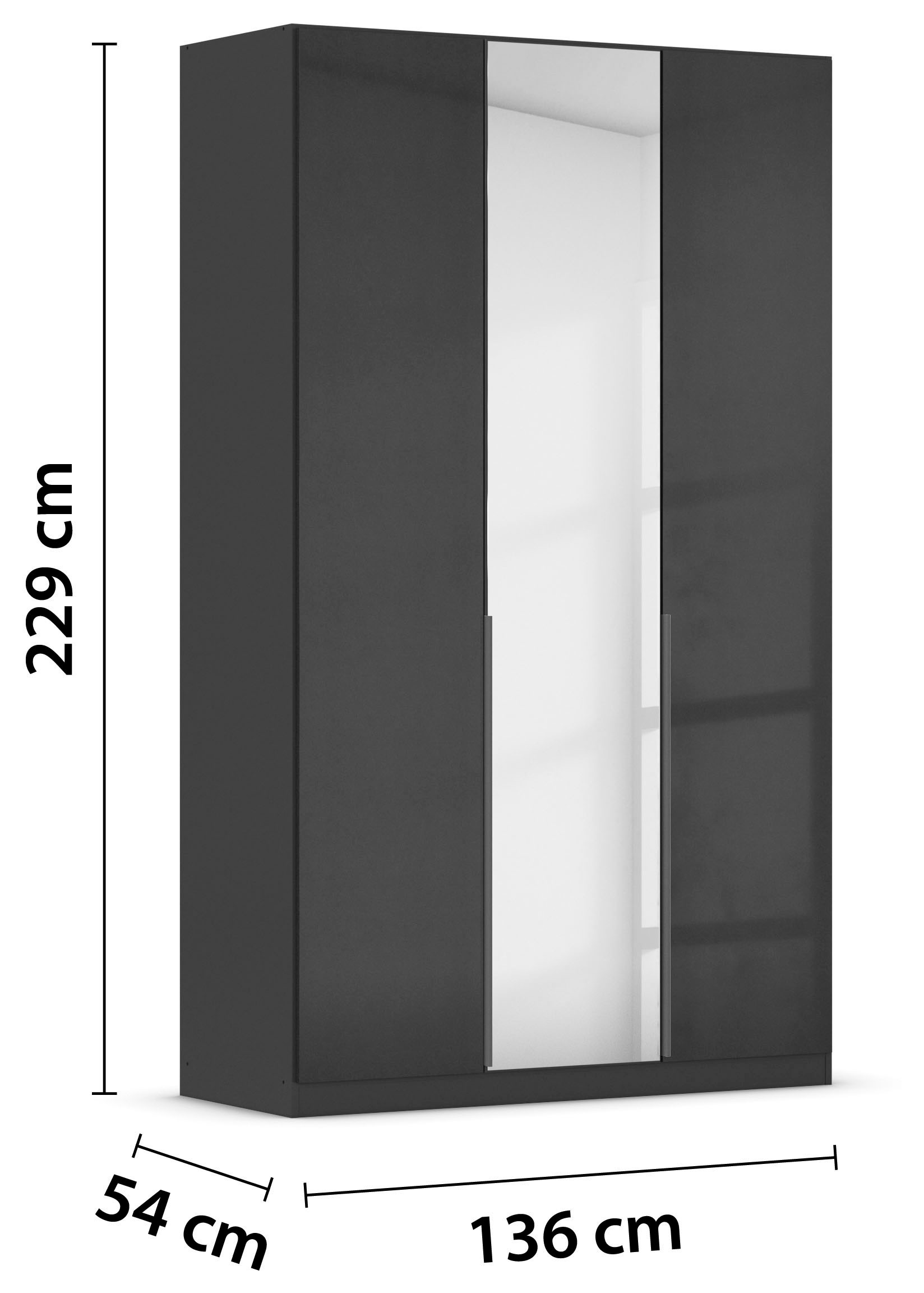 rauch Drehtürenschrank »Kleiderschrank Schrank Garderobe AGORDO mit Dekor- oder Hochglanzfront«, (in zwei Griff-Farben), durchdachte Innenausstattung, in 6 Breiten und 2 Höhen MADE IN GERMANY