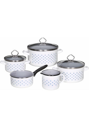 Topf-Set »Dresden«, Emaille, (Set, 10 tlg., je 1 Fleischtopf 16/20/24 cm, 1 Stieltopf...