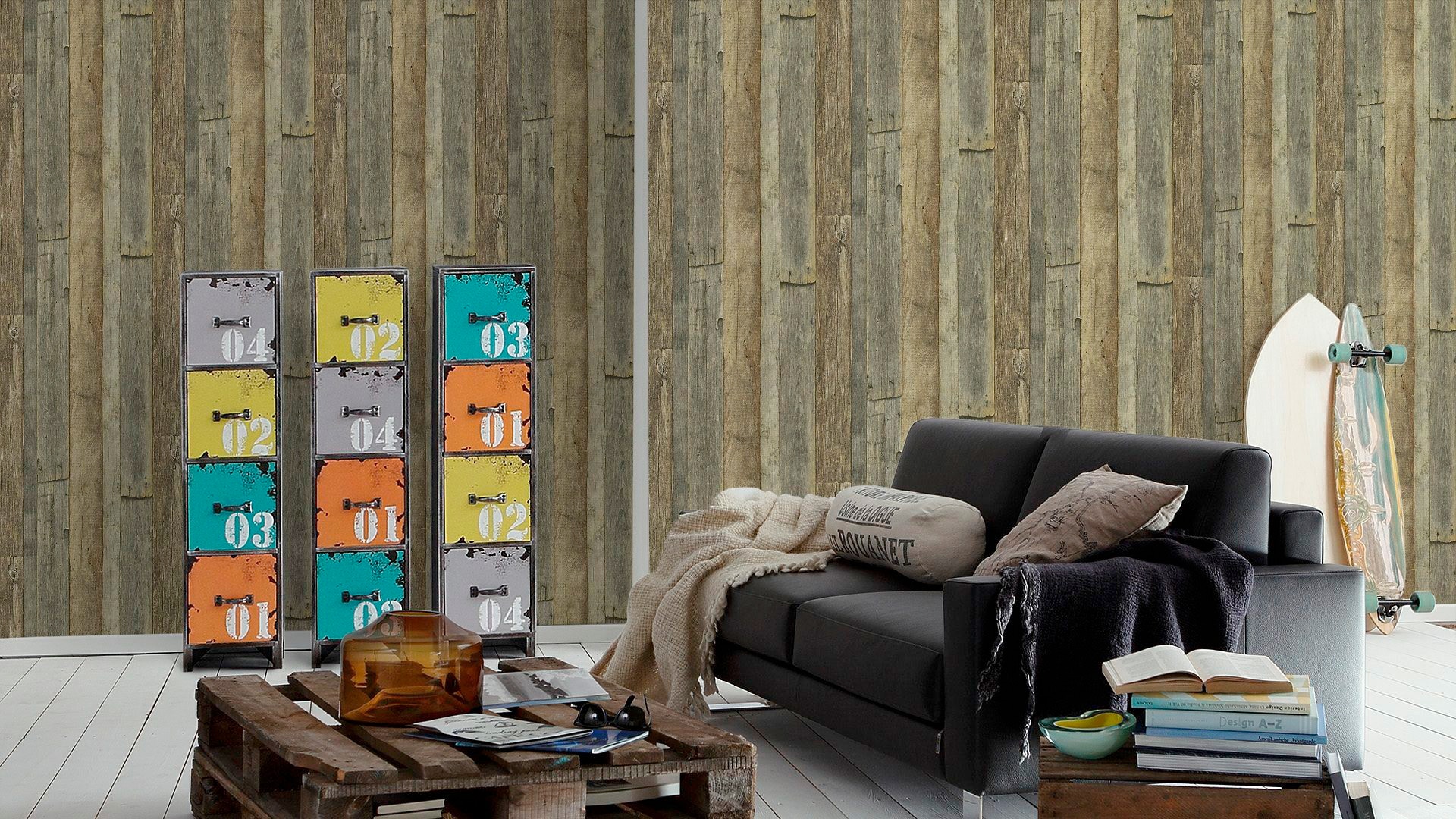 living walls Vliestapete »Best of Wood`n Stone 2nd Edition«, Holz-realistisch-gestreift, Tapete Holzoptik matt leicht strukturiert Tapeten Wohnzimmer modern