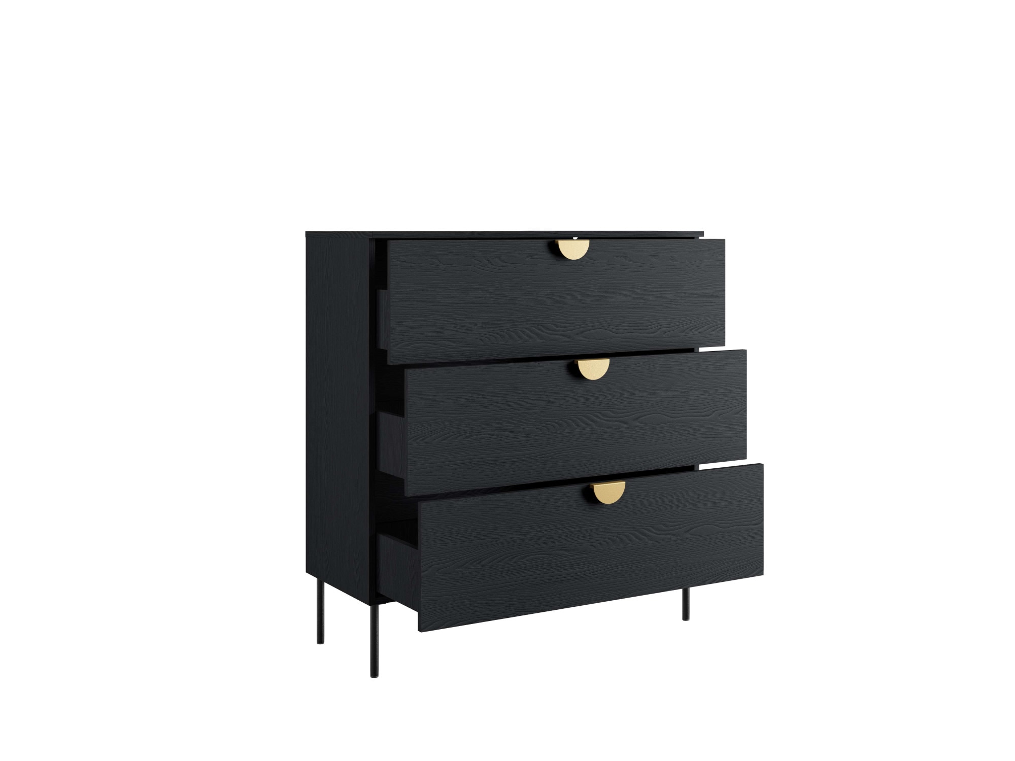 Leonique Kommode »Kommode Bellot mit 3 Schubladen und goldenen Metallgriffen«, Sideboard auf Metallfüßen, BxTxH 100x40x107 cm