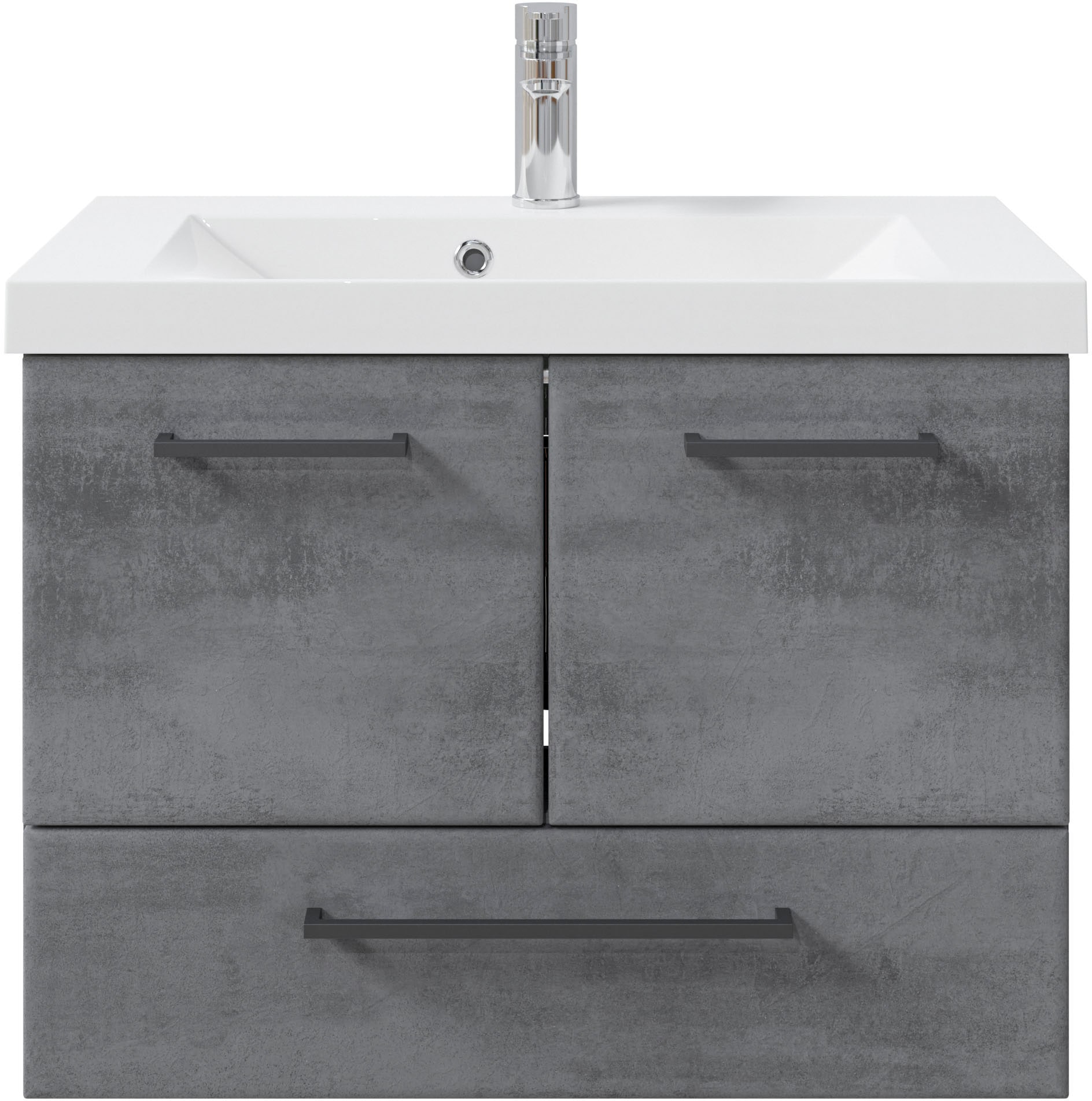 Saphir Badmöbel-Set »Quickset 945 2-teilig, Mineralmarmor-Waschtisch und LED-Spiegelschrank«, (2 St.), Waschplatz 80 cm breit, 5 Türen, 1 Schublade, inkl Türdämpfer, Bad-Set