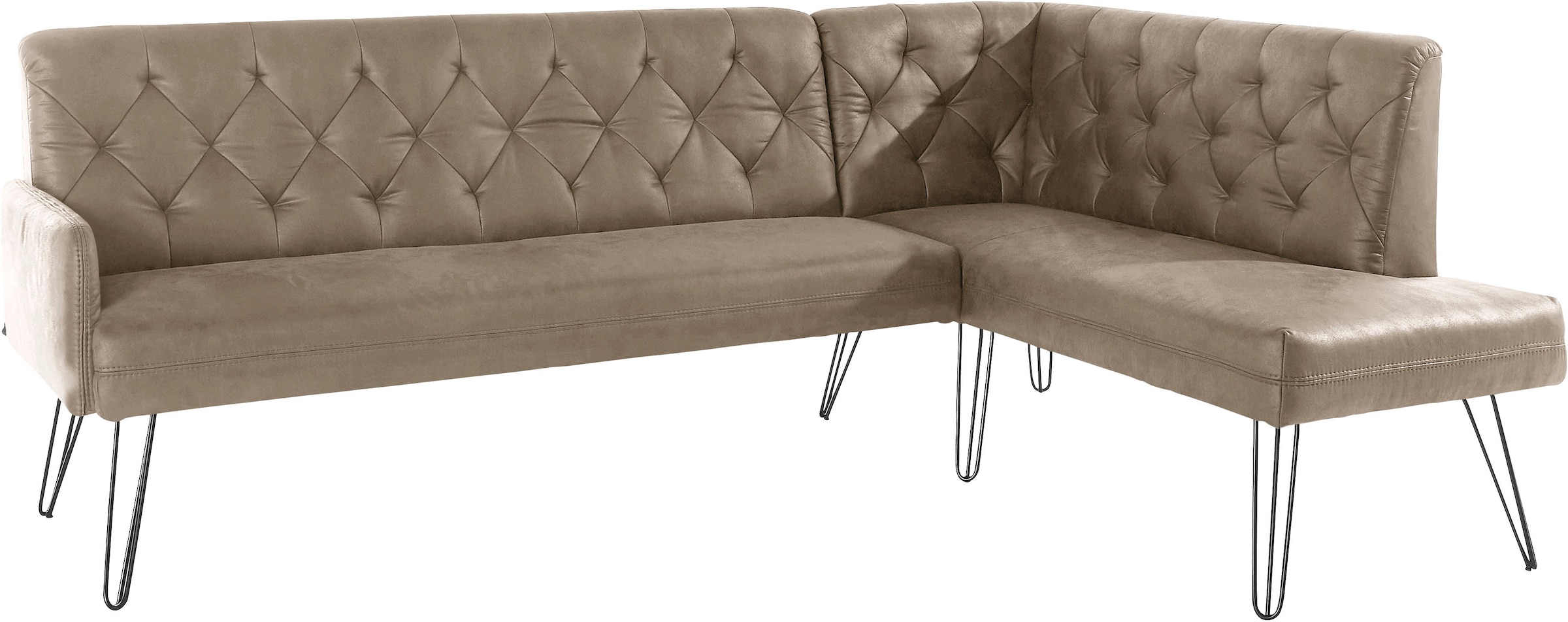 exxpo - sofa fashion Eckbank »Doppio, Chesterfield Optik, komfortabel und bequem, hohe Designfüße«, Frei im Raum stellbar