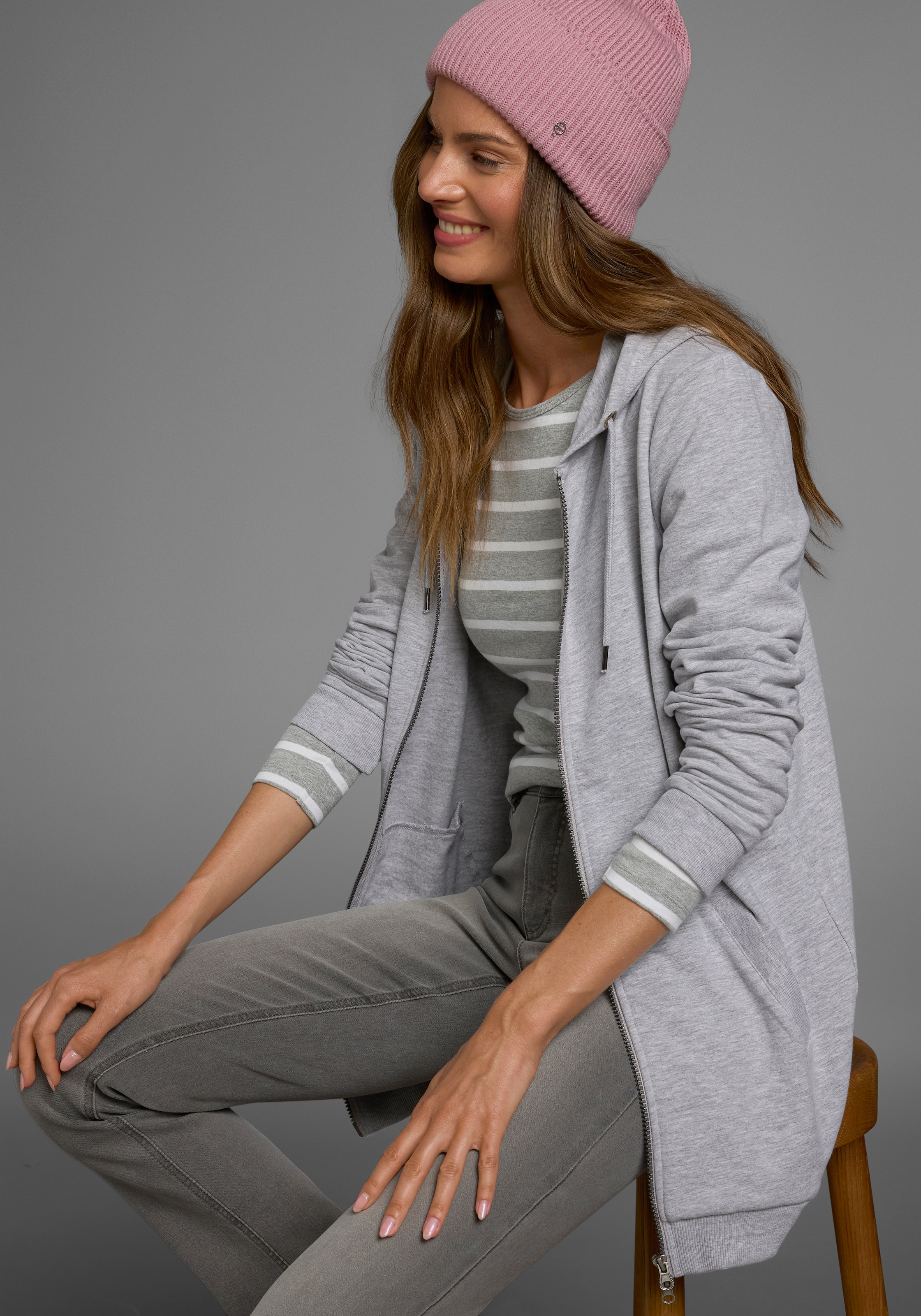 Flashlights Sweatjacke, in langer Form mit Zipper
