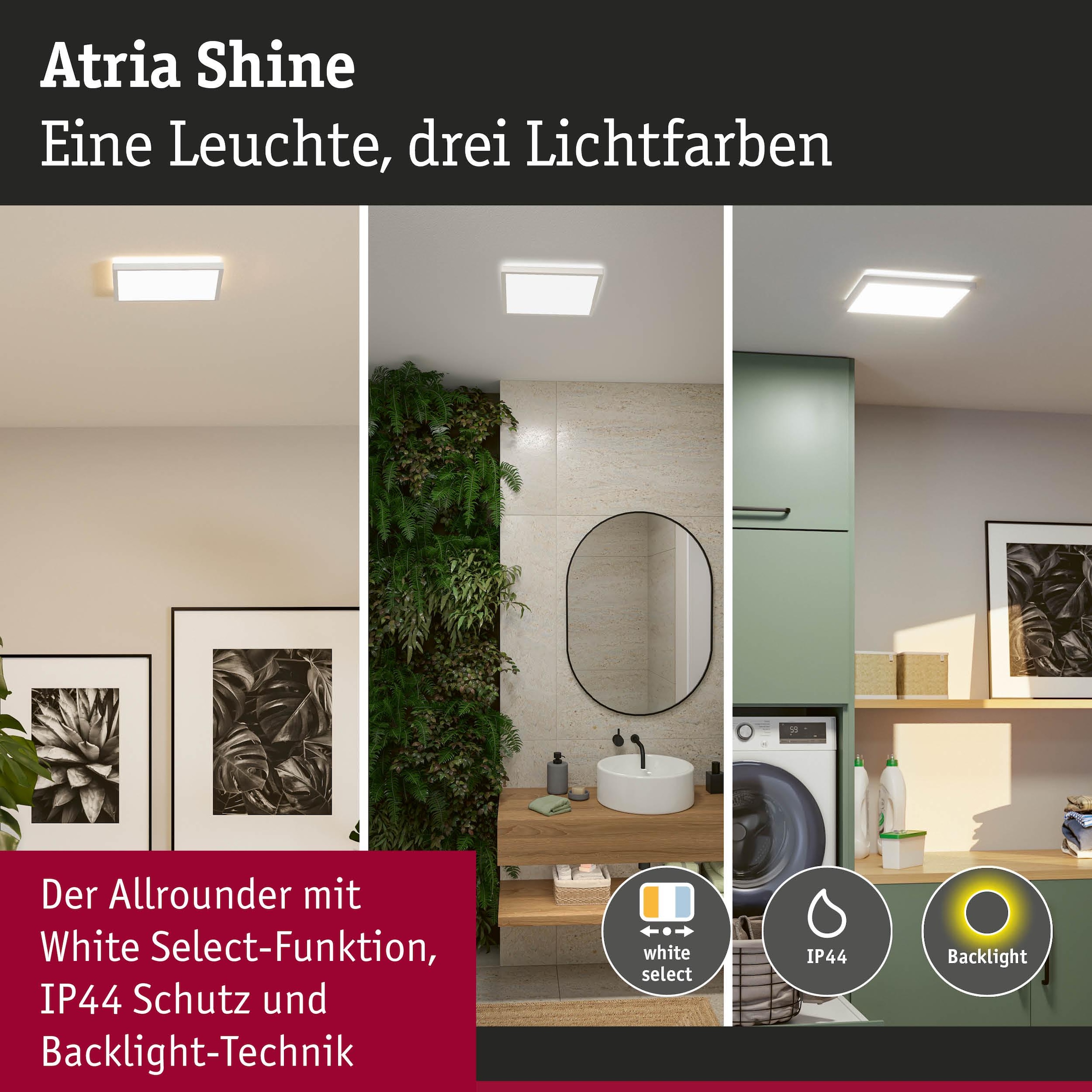 Paulmann LED Panel »Atria Shine IP44 eckig 298x298mm 15,7W 2100lm 3000 - 6500K« LED-Modul 1 Stk. Tageslichtweiß Farbwechsler