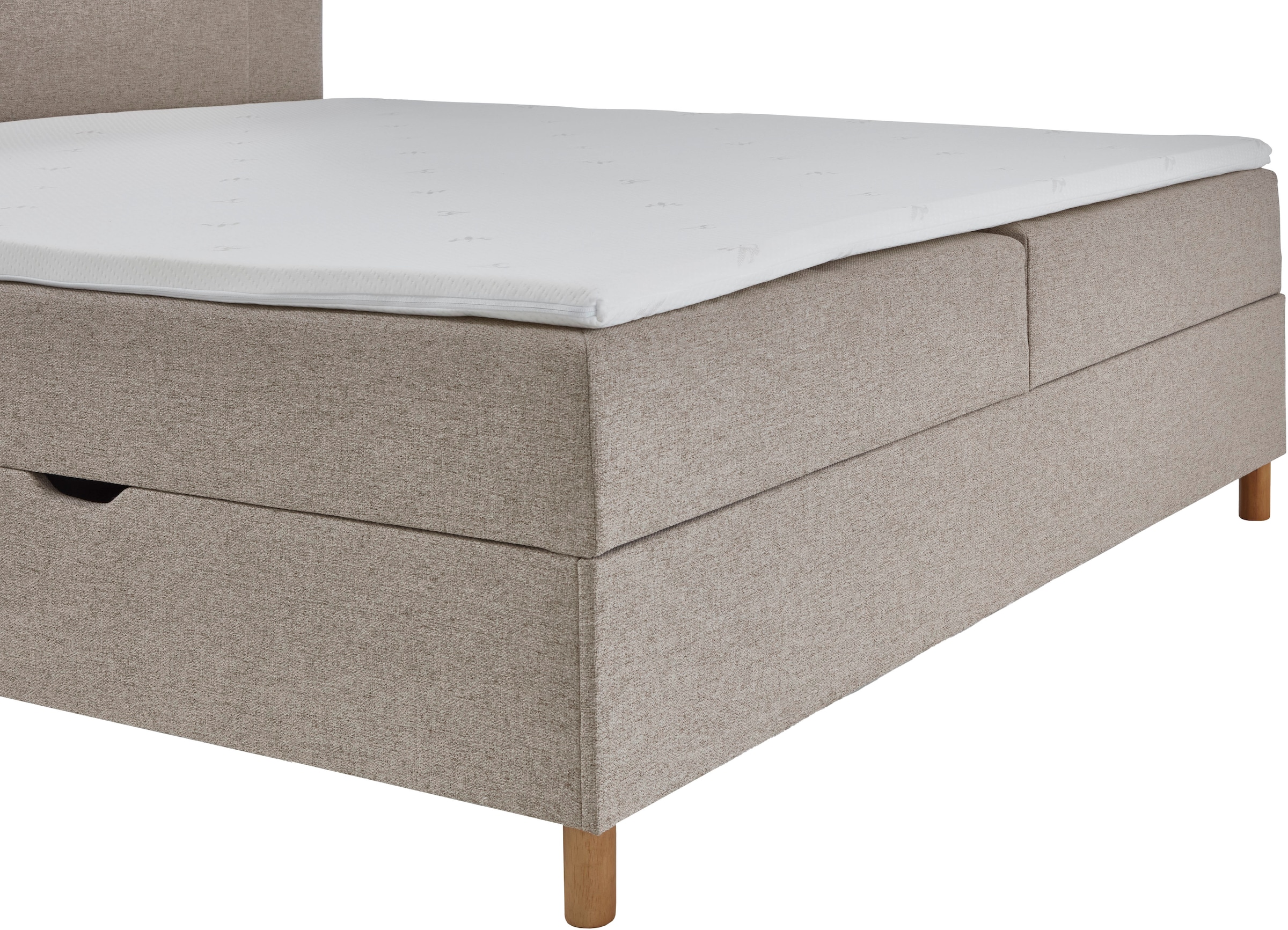 INOSIGN Boxbett »Escalon II, mit Bettkasten, inkl. Topper, mit Holzfüßen«, erhältlich in den Breiten 120x200cm und 180x200cm