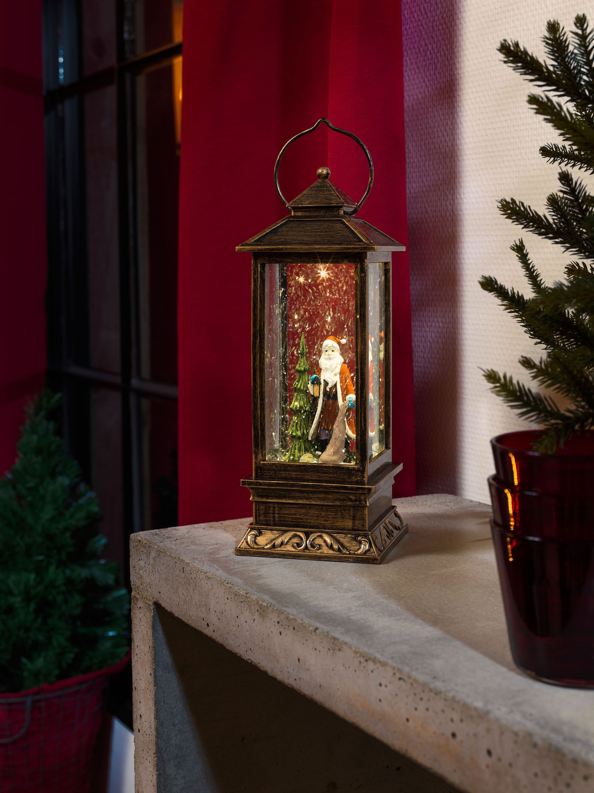 KONSTSMIDE LED Laterne »Weihnachtsdeko«, 1 flammig-flammig, LED  Schneelaterne mit Weihnachtsmann auf Raten bestellen