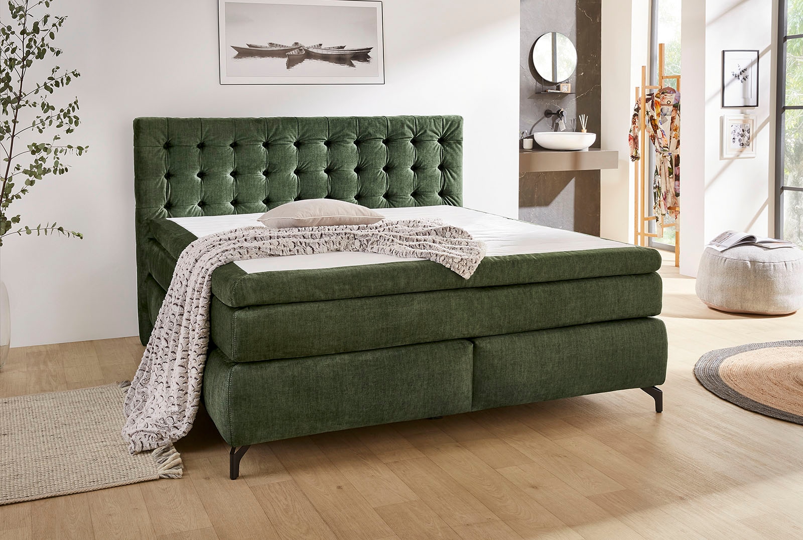 Boxspringbett JESSICA von Jockenhöfer 180x200cm dunkelgrün günstig online kaufen