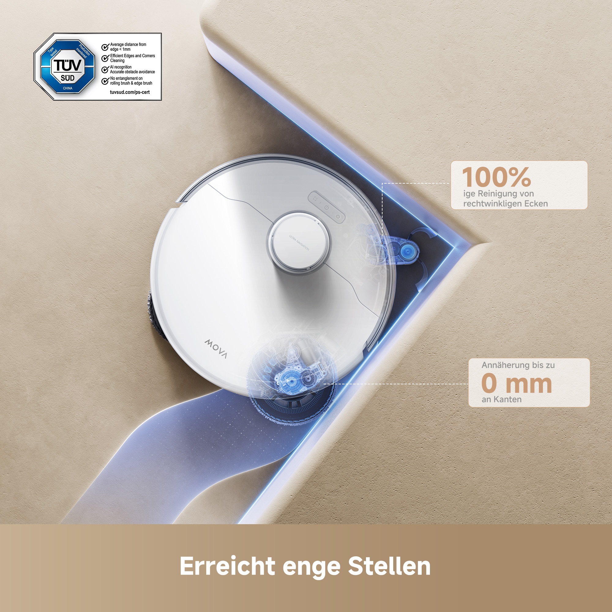 Mova Saugroboter »Mova P50 Ultra, mit Wischfunktion«, 19000Pa Saugkraft, Vollautomatische Basisstation, Reinigung bei 75° C