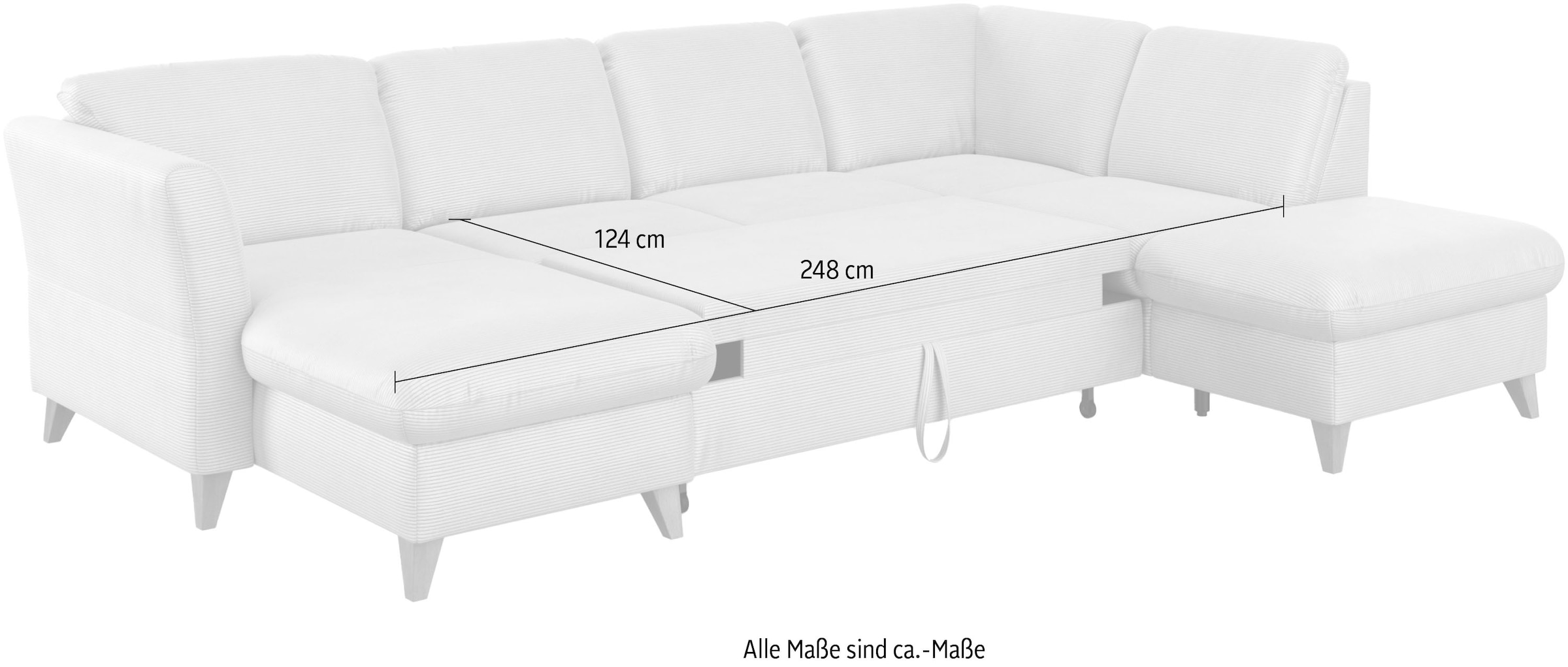 Home affaire Wohnlandschaft »Trelleborg U-Form«, wahlweise mit Bettfunktion und Bettkasten, inkl. Federkern-Polsterung