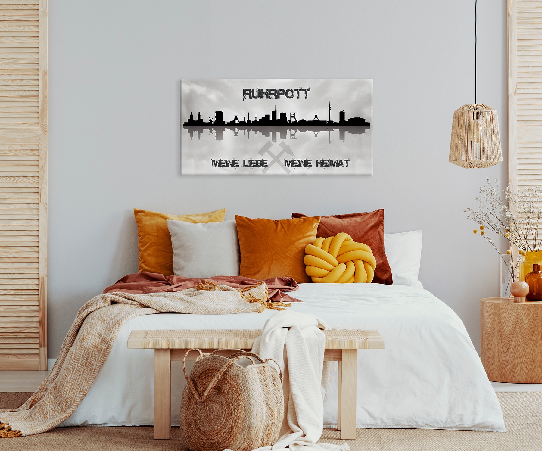 Bönninghoff Leinwandbild »Wandbild RUHRGEBIET 50x100 cm – Leinwandbild Keilrahmen Deko modern« Skyline | Sprüche & Texte | Stadt 1 Stk. tlg. auf Keilrahmen gespannt