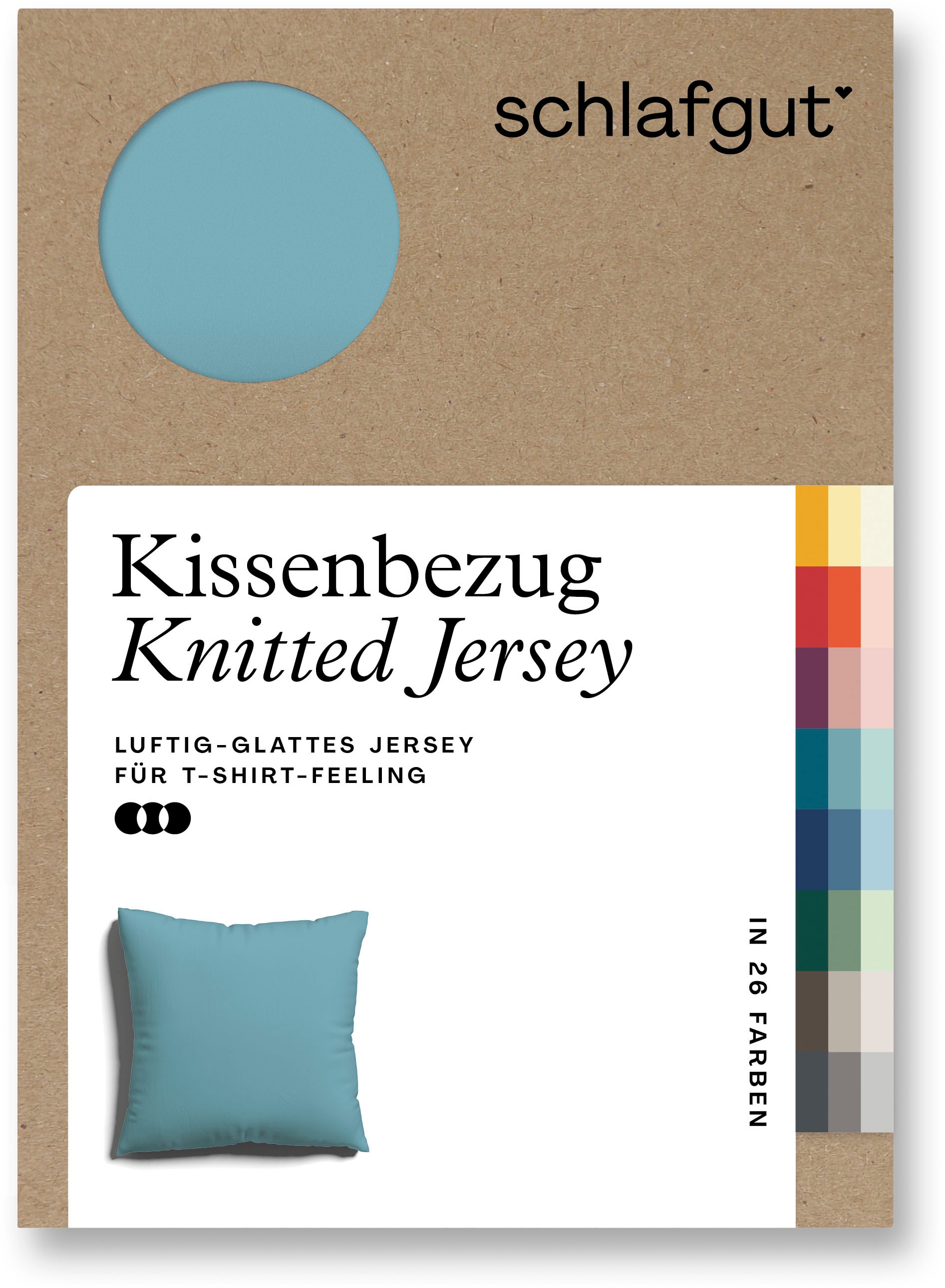 Schlafgut Kissenbezug »Knitted Jersey aus Bio-Baumwolle mit Elasthan, bügelfrei,« besonders fein gestrickt, Kissenhülle mit farbigem Reißverschluss