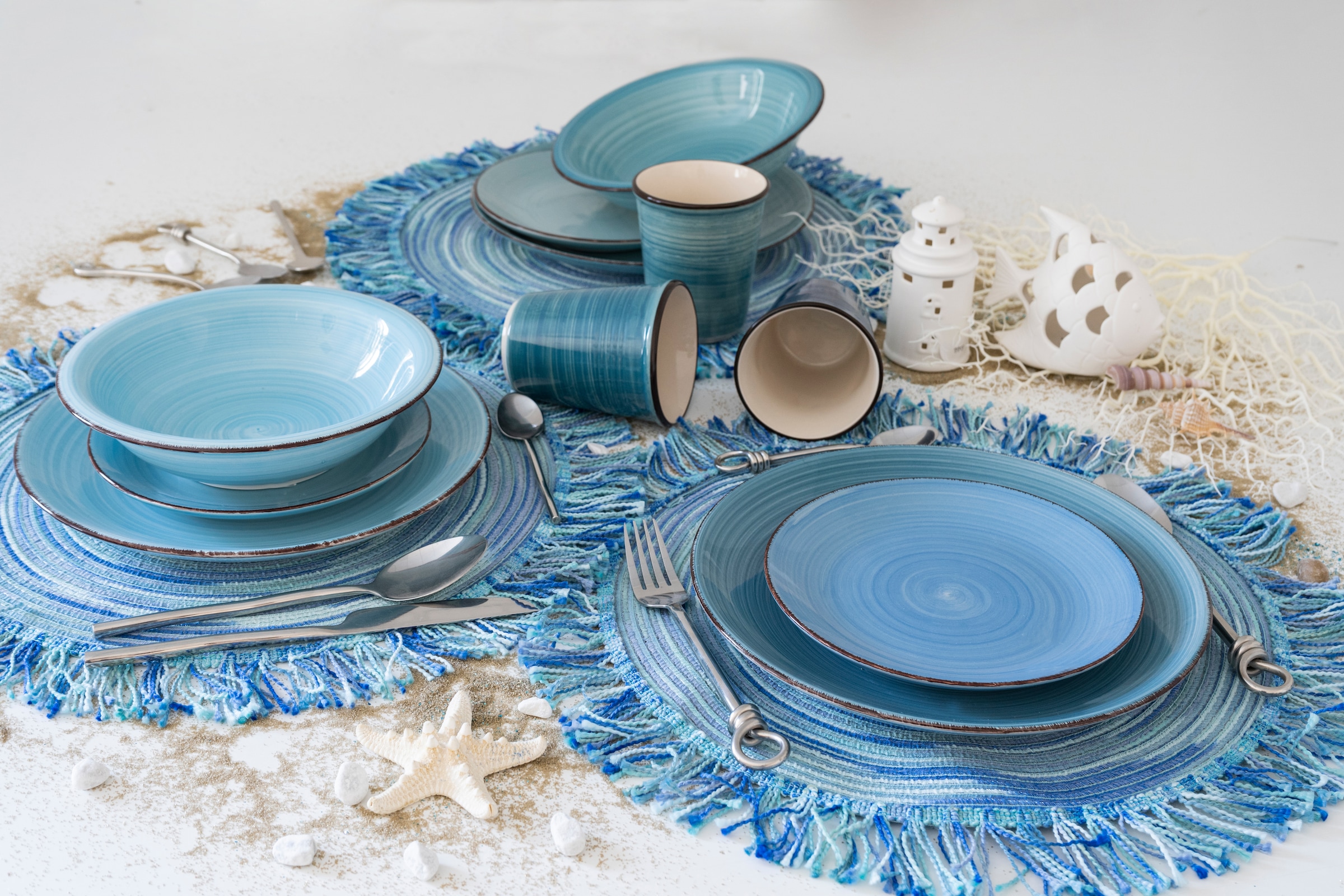 Villa d'Este Teller-Set »Geschirr-Set Baita Acqua Ocean«, (Set, 12 tlg.), Service, Tafelservice, 12 Teile, für 4 Personen