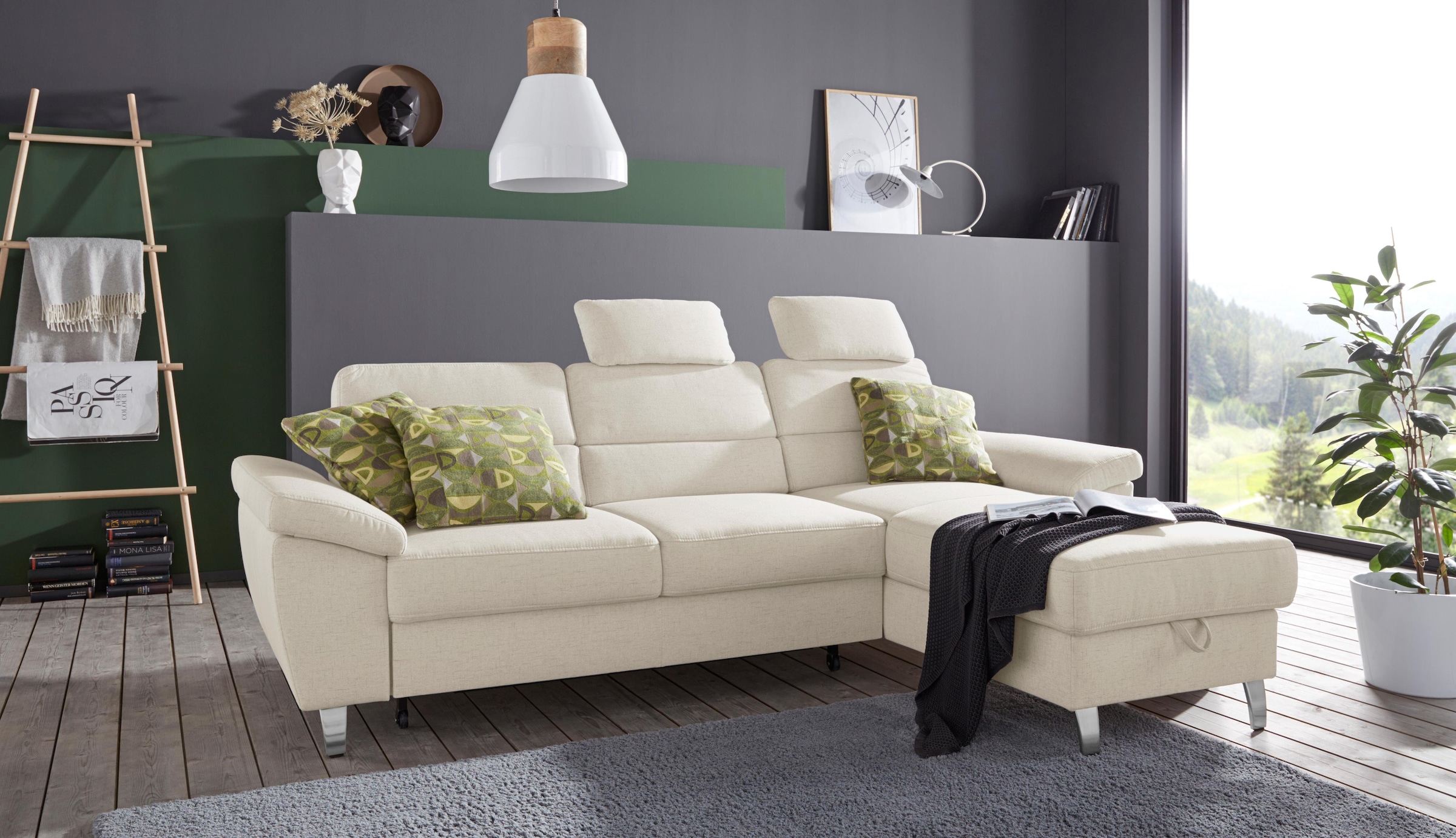 sit&more Ecksofa »Sorano L-Form«, wahlweise mit Bettfunktion und Bettkasten