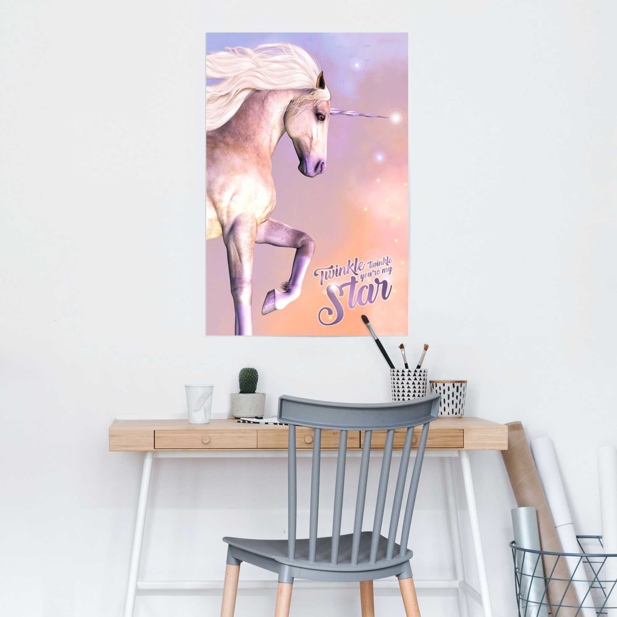 Reinders! Poster »Poster Einhorn Glitzer«, Einhorn, (1 St.)