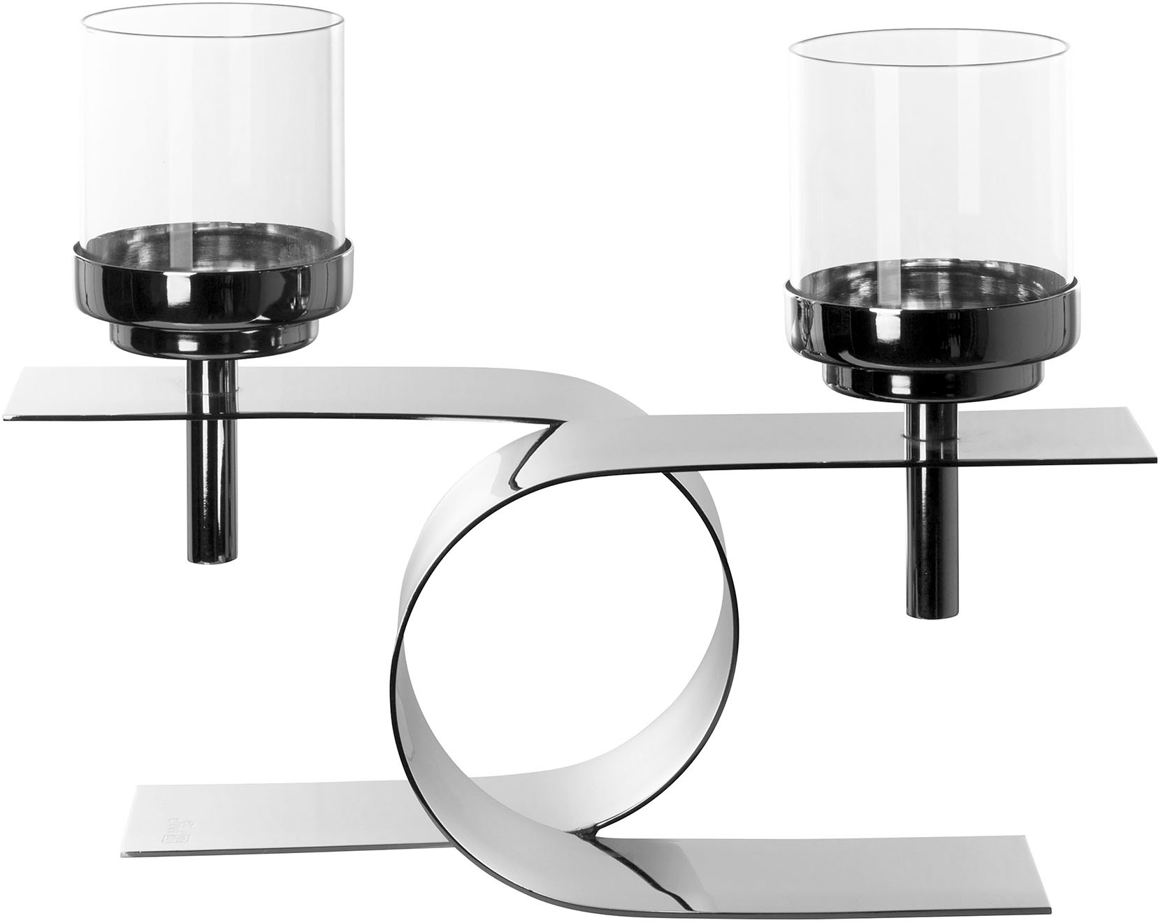 Fink Kerzenleuchter »PASSIONA, Teelichthater, 2-flammig«, (1 St.), Aluminium / Edelstahl - Höhe 24,5 cm x Breite 34 cm