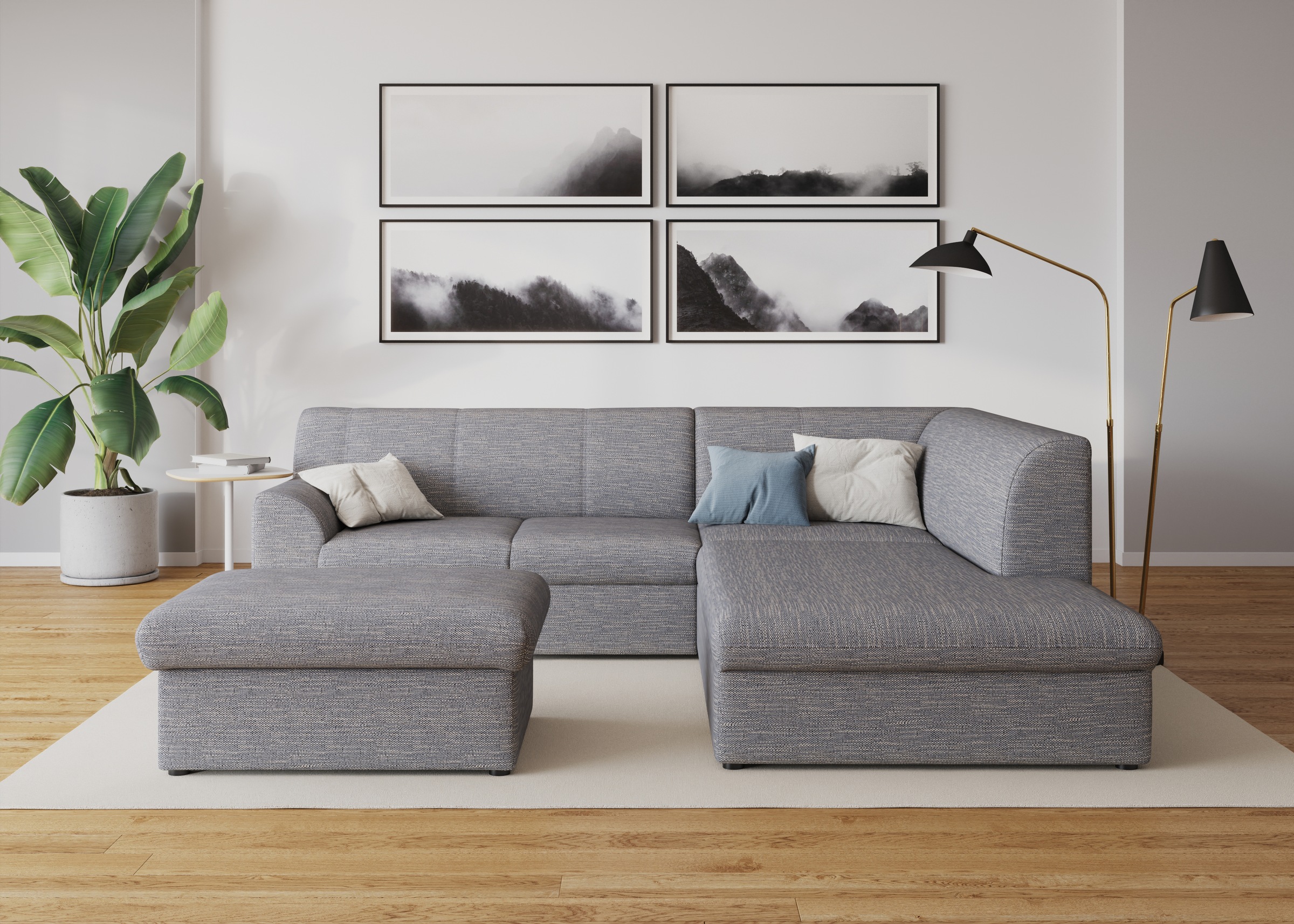 DOMO collection Ecksofa »Topper zeitlos elegant, kompakte Stellmaße, OTTOs Choice, L-Form«, mit Ottomane, wahlweise mit Schlaffunktion