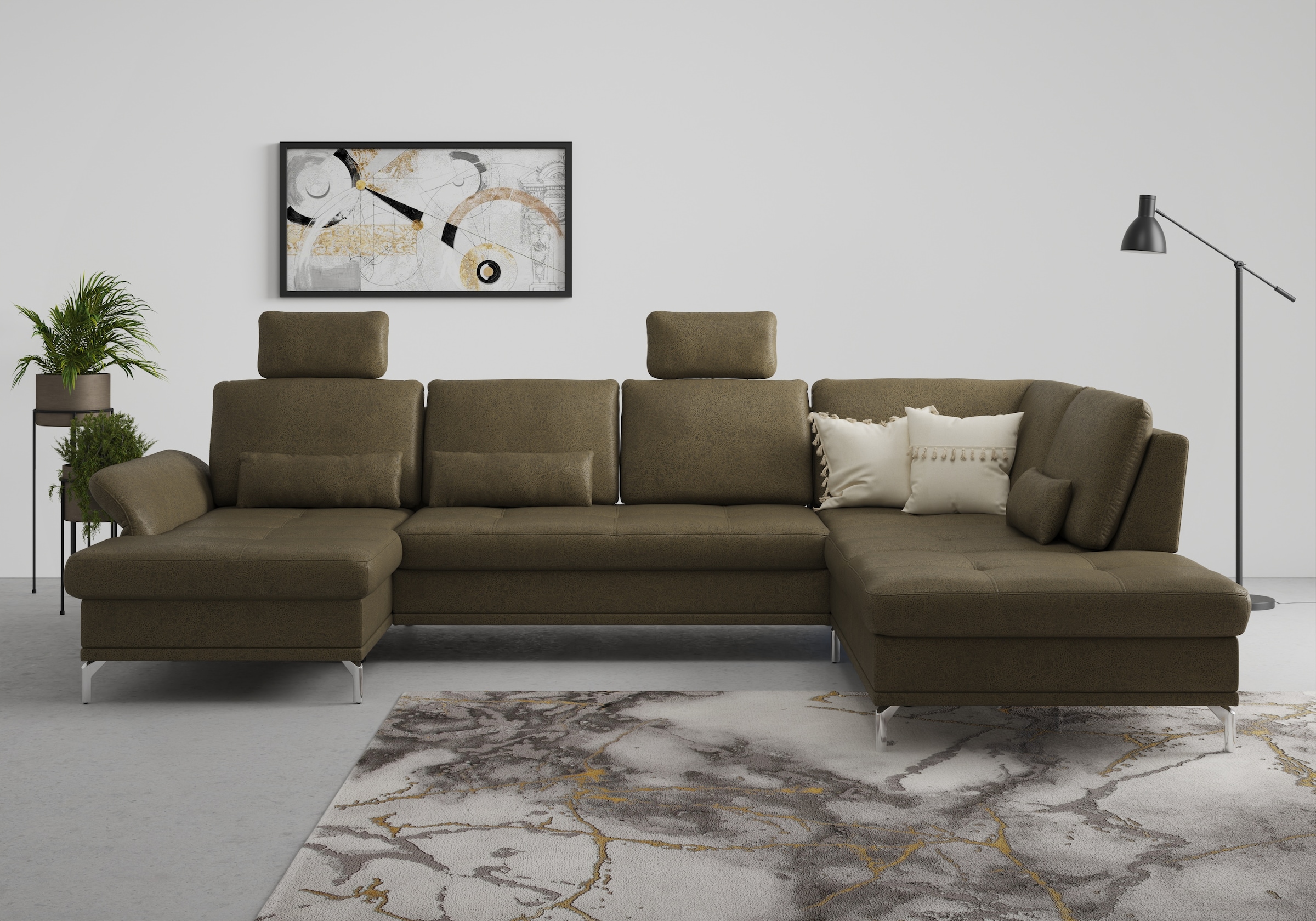 Home affaire Wohnlandschaft »Palm Beach U-Form« Federkern, mit Sitztiefenve günstig online kaufen