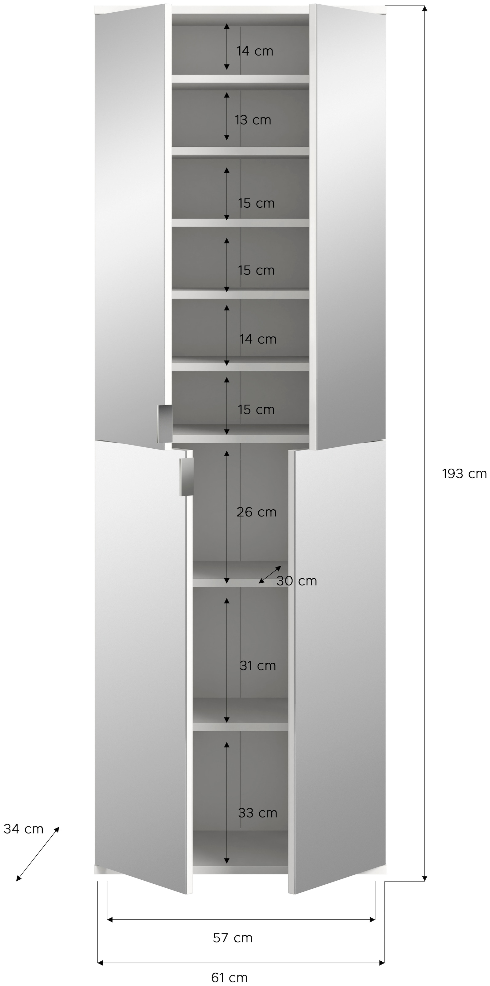 INOSIGN Garderoben-Set »Trondheim, Breite 243 cm, 5-teilig, bestehend aus:« Set, 4 Stk. tlg.
