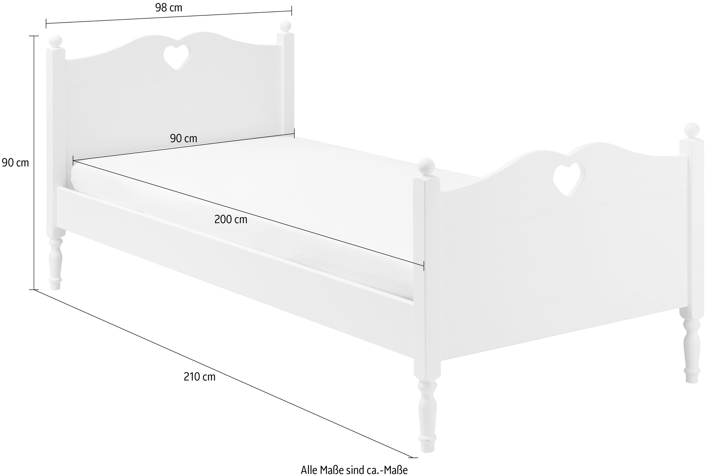 2. Bild von Fantasykids Kinderbett »Emma«, Jugendbett, Einzelbett 90x200 cm, inkl. Lattenrost