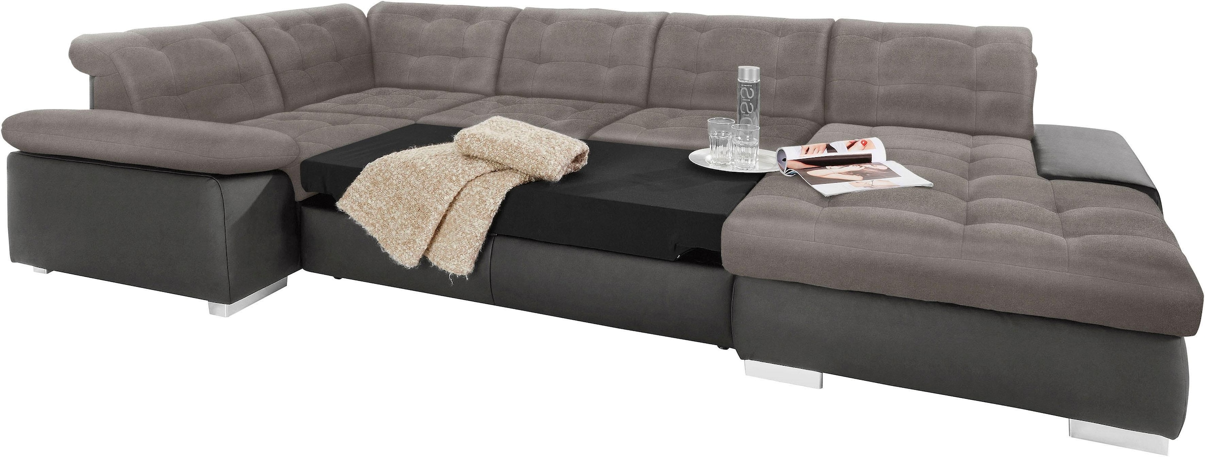 sit&more Wohnlandschaft »Ontario U-Form«, XXL, wahlweise mit Bettfunktion