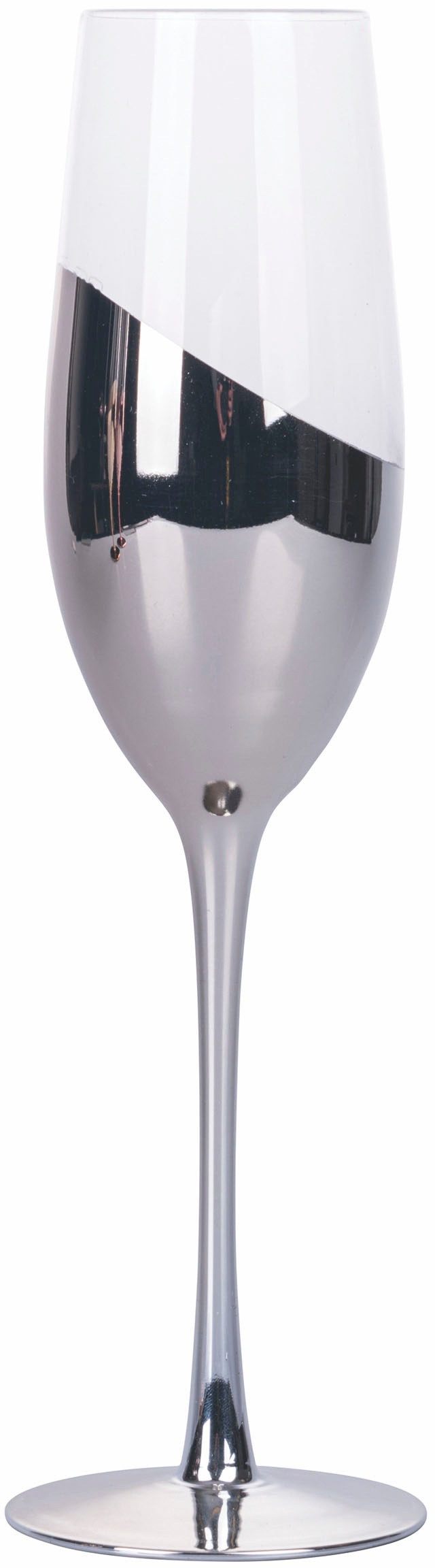 Villa d'Este Sektglas »Chic silber«, (Set, 6 tlg.), Gläser-Set, Sektflöten, 6-teilig