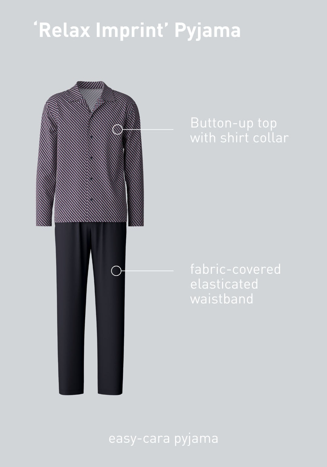 CALIDA Pyjama »Relax Imprint«, (2 tlg.), mit feinem, glattem Stoff für erhöhten Komfort