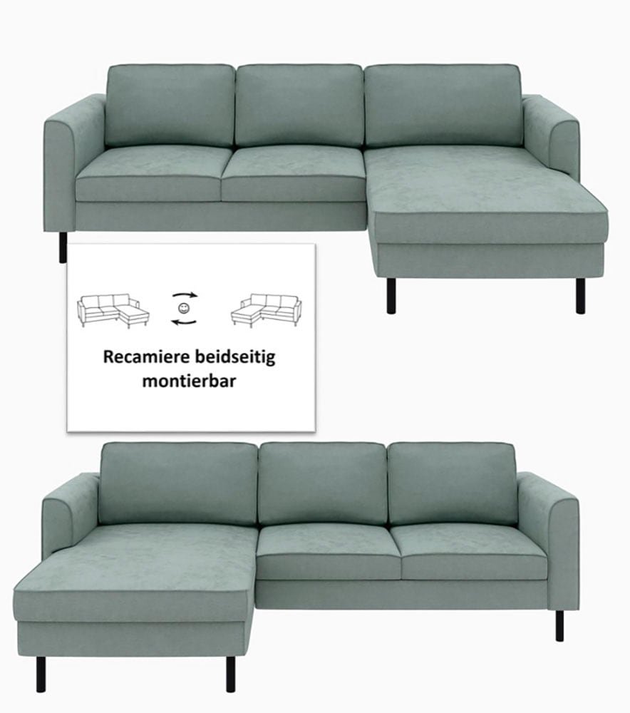 Home affaire Ecksofa »Booster Couch wahlweise mit Schlaffunktion und Bettkasten-auch in Cord«, Recamiere beidseitig montierbar, Sofa in L-Form, 232 cm