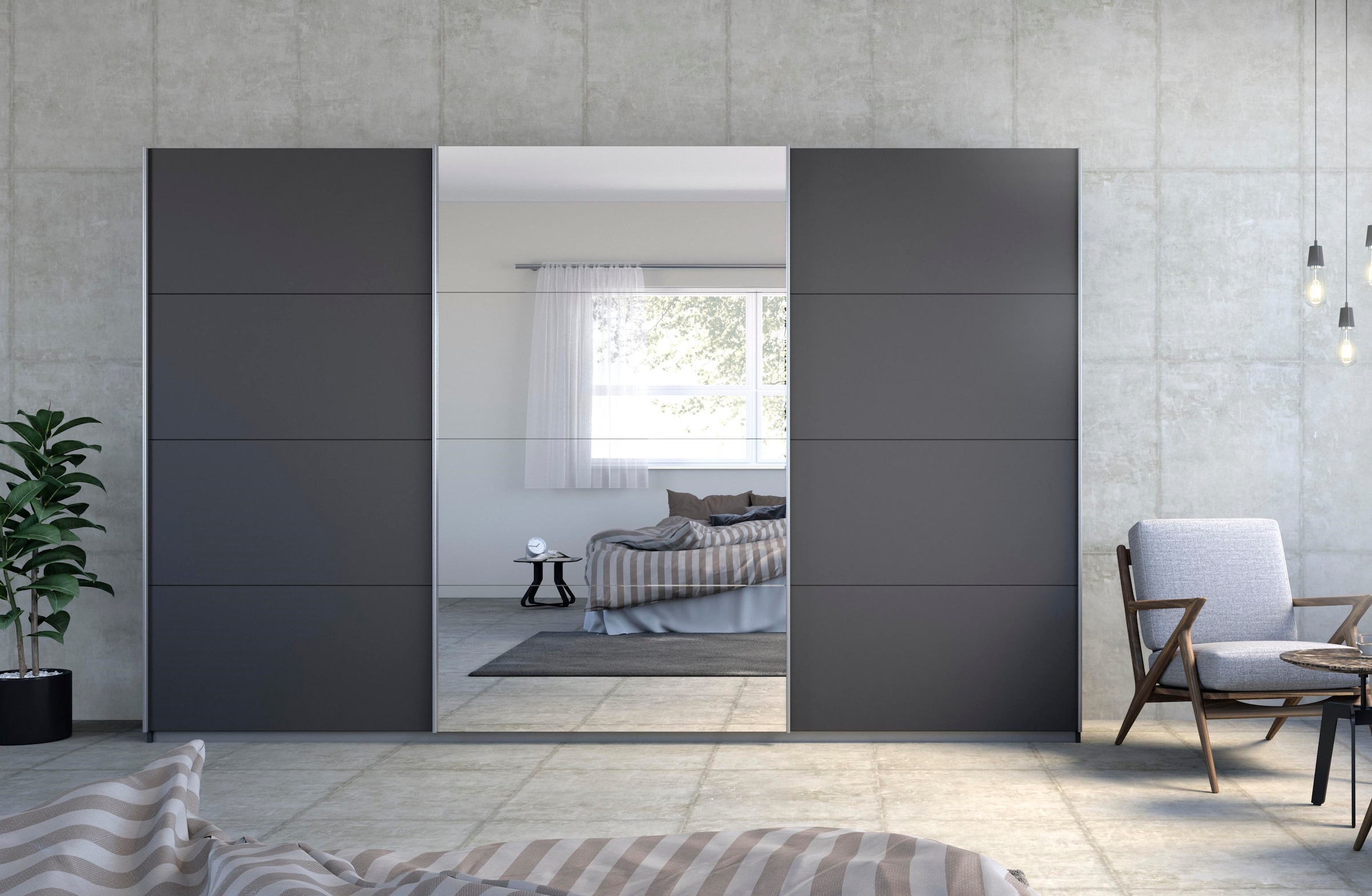 rauch Schwebetürenschrank »Kleiderschrank Schrank Garderobe Wäscheschrank TOMA«, inkl. Regaleinsatz sowie zusätzlichen Einlegeböden MADE IN GERMANY