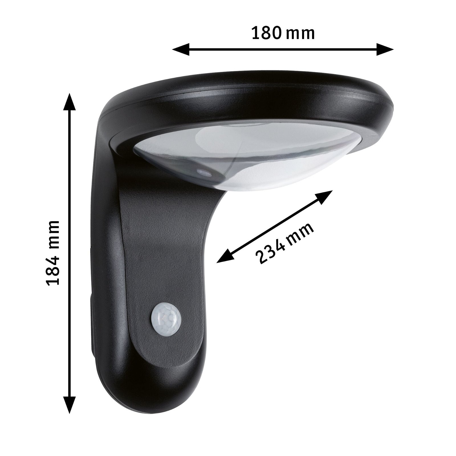 Paulmann LED Außen-Wandleuchte »Solar Diskola IP44 180x234mm 3000K 3,5W 400lm Anthrazit Kunststoff«, 1 flammig, Bewegungsmelder