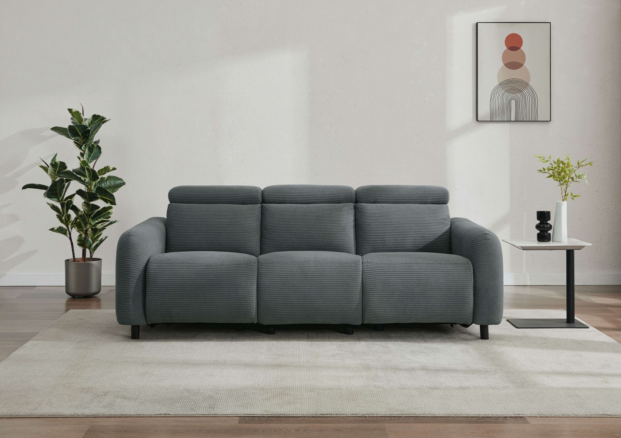 Home affaire 3-Sitzer »SKAANE in Cord, Sofa mit manueller u. elektrischer R günstig online kaufen