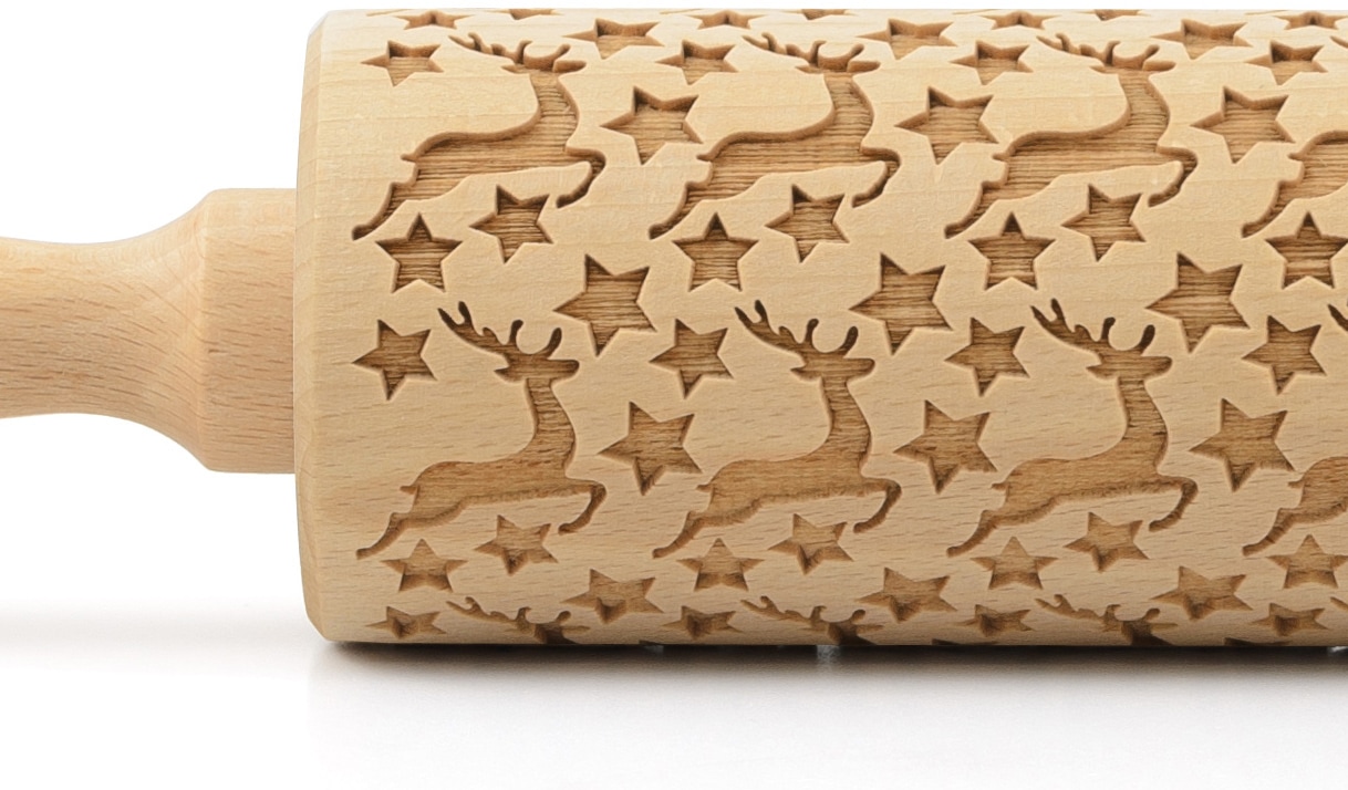 folkroll Teigroller »3D-Motiv-Teigrolle«, Rentier Sterne