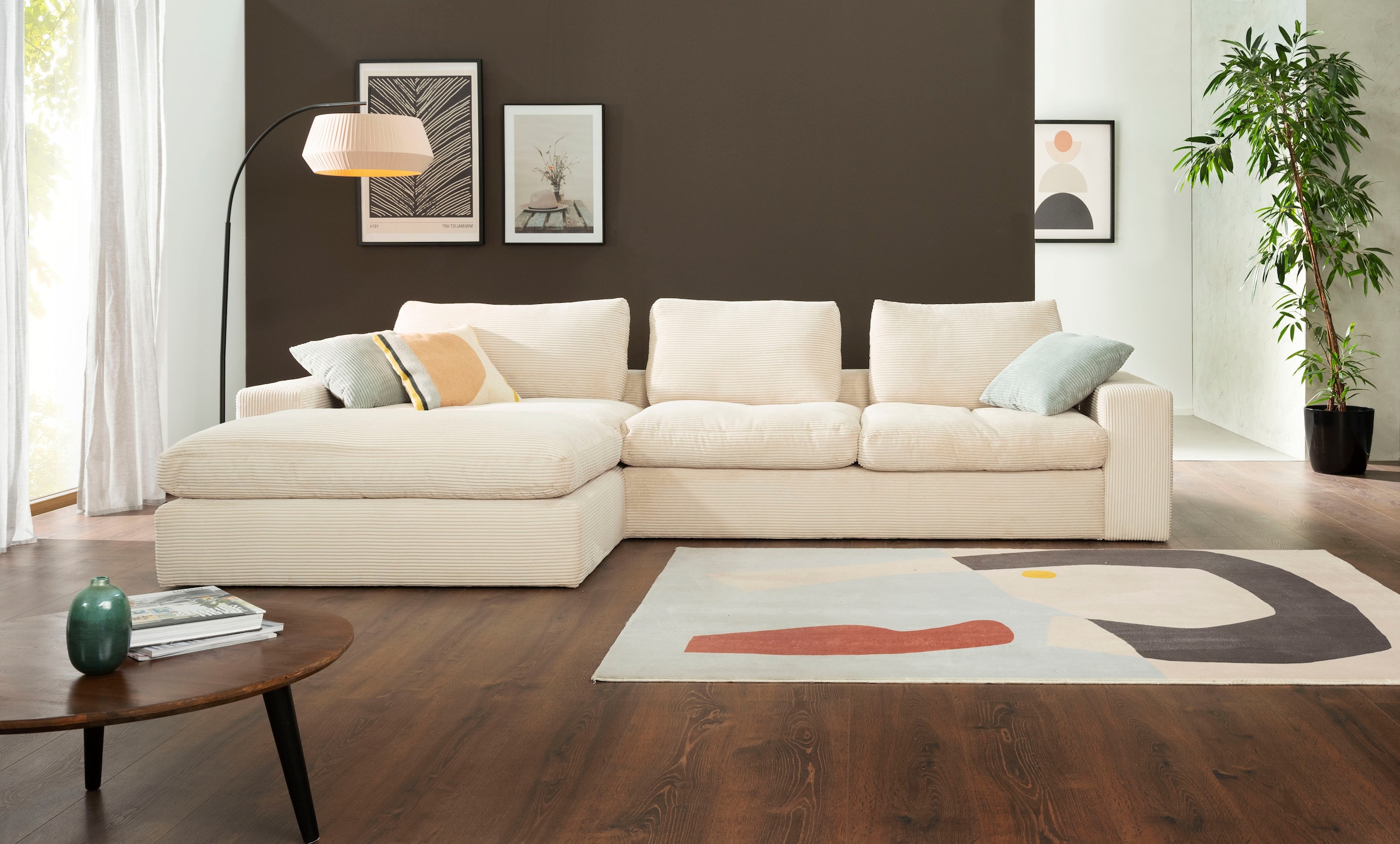 alina Ecksofa »Sandy« mit Recamiere, in modernem Cordstoff günstig online kaufen