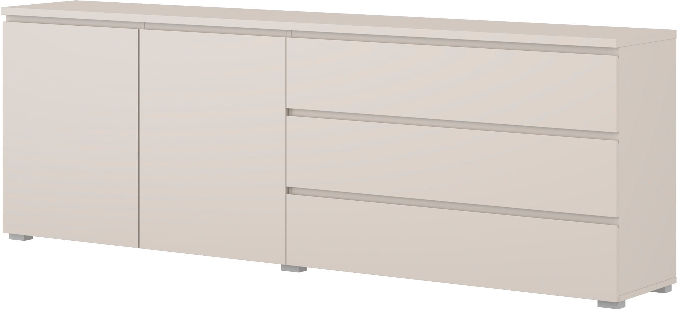 OTTO home Sideboard »Modo, Breite 200 cm, moderne grifflose Kommode 2Türen/3 SK« Schubladenkommode mit viel Stauraum, Einlegeböden verstellbar
