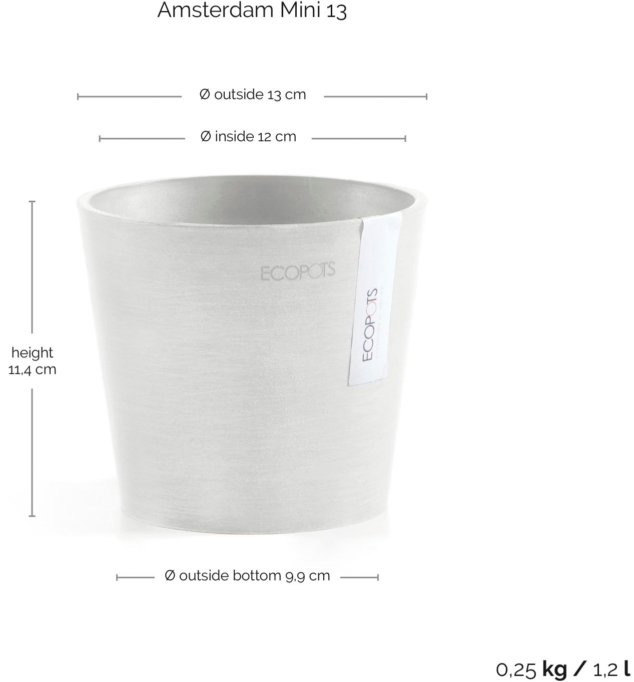 ECOPOTS Blumentopf »Amsterdam Mini 13 Weiß« für den Innenbereich