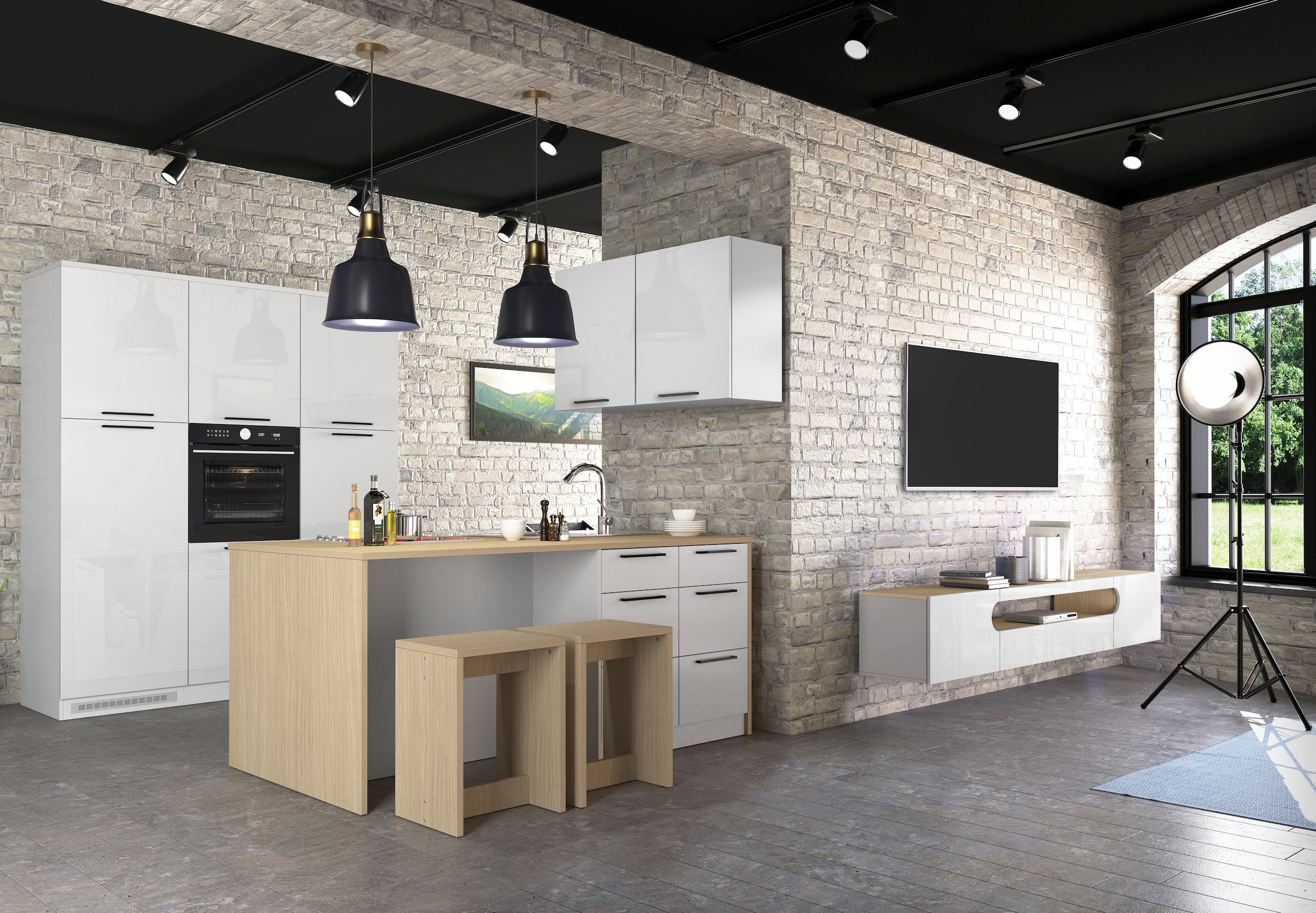 KOCHSTATION Kühlumbauschrank »Luna, Kühlschrank-Umbau, Einbauschrank für Kühlschrank, Made in Italy« B/T/H: 60×60×214,5 cm, für zwei Kühlschrankhöhen vorbereitet