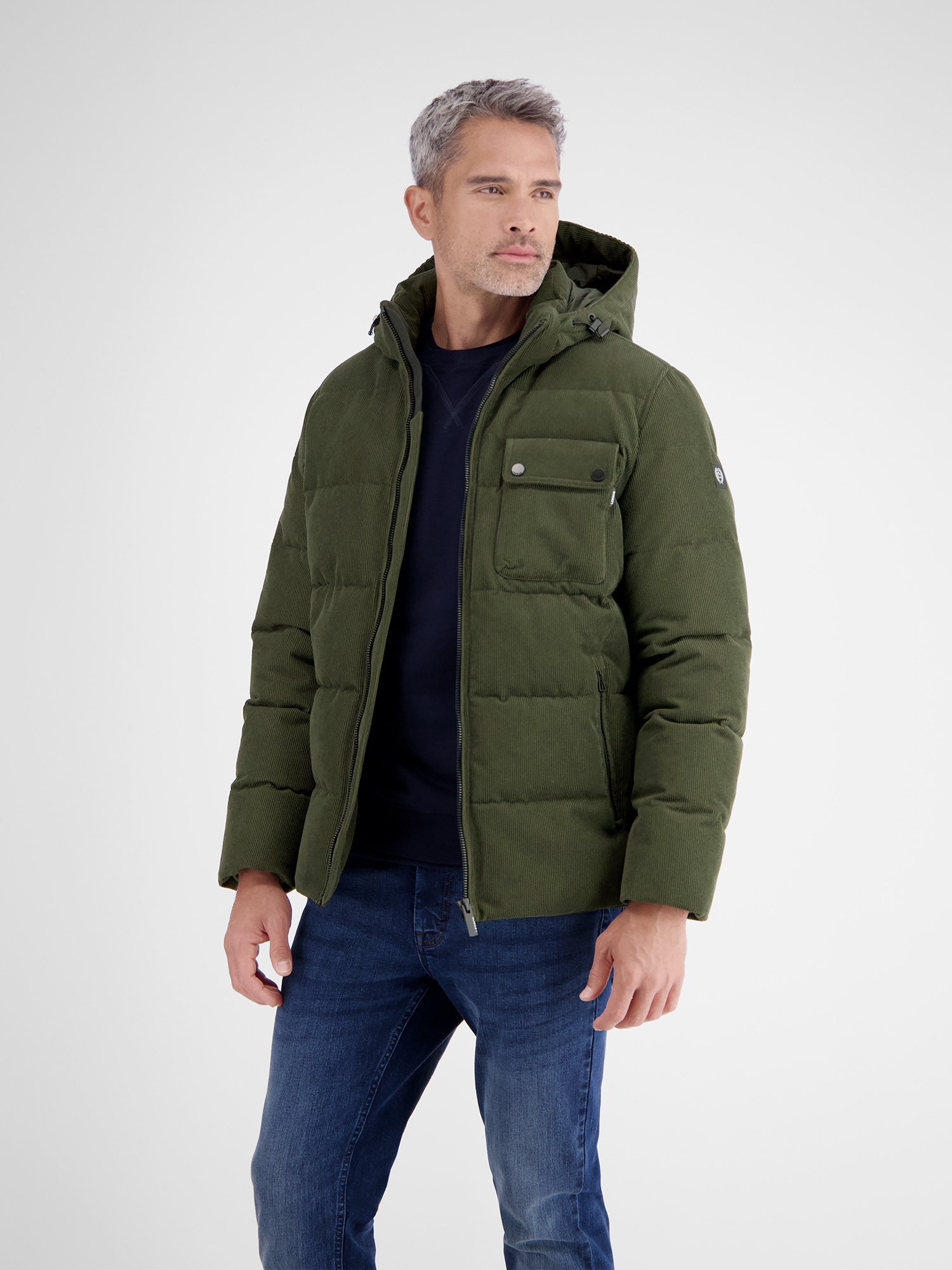 LERROS Steppjacke »LERROS Herren Steppjacke in funktionaler Cord-Optik«, mit Kapuze, Wasser- und windabweisend, atmungsaktiv