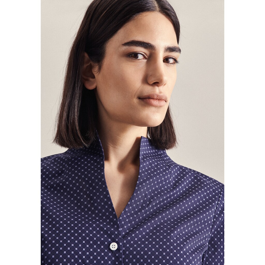 seidensticker Klassische Bluse »Schwarze Rose«, Langarm Kragen Druck