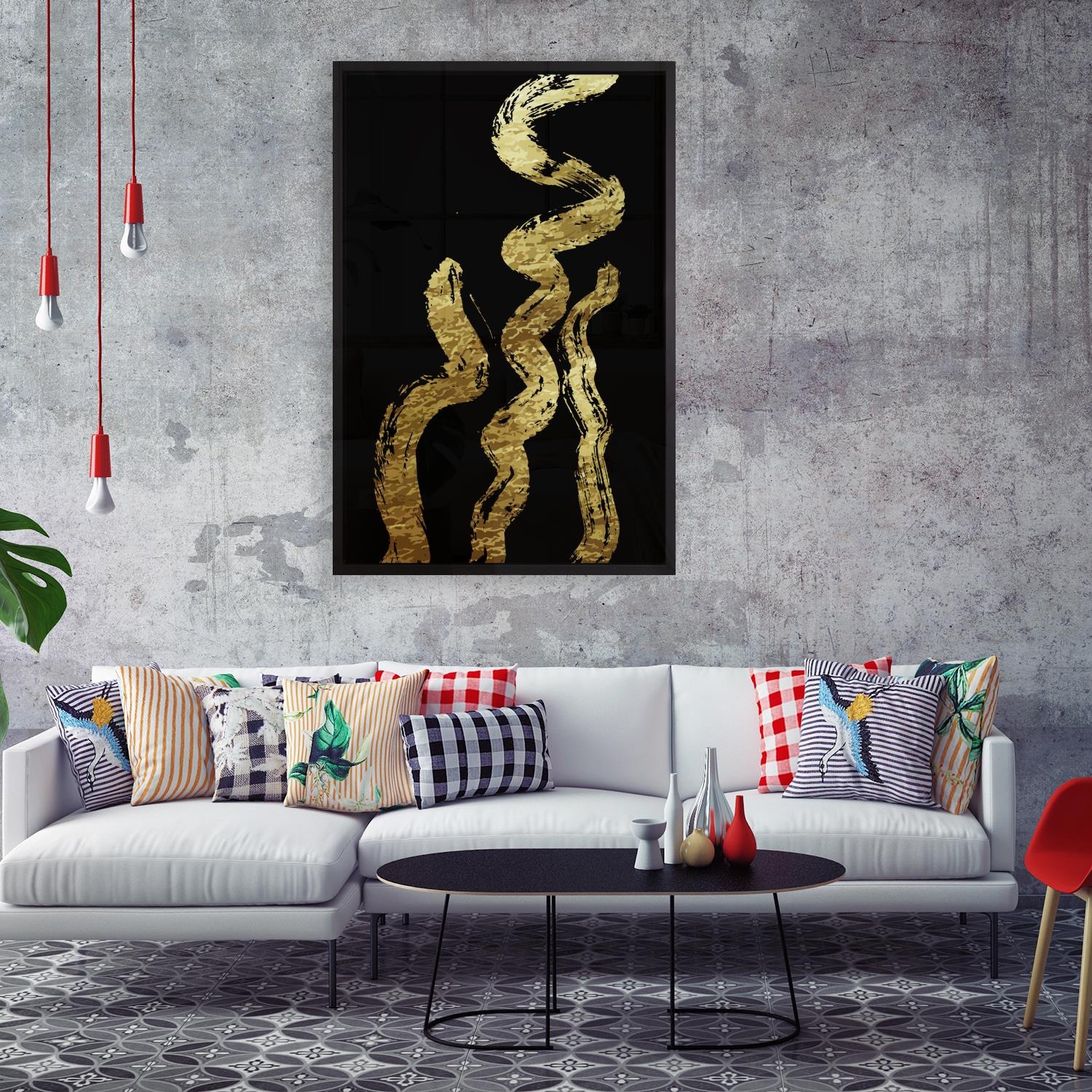 queence Leinwandbild »Black & Gold«, Abstrakt-Kunst-Modern, mit einem Schat günstig online kaufen
