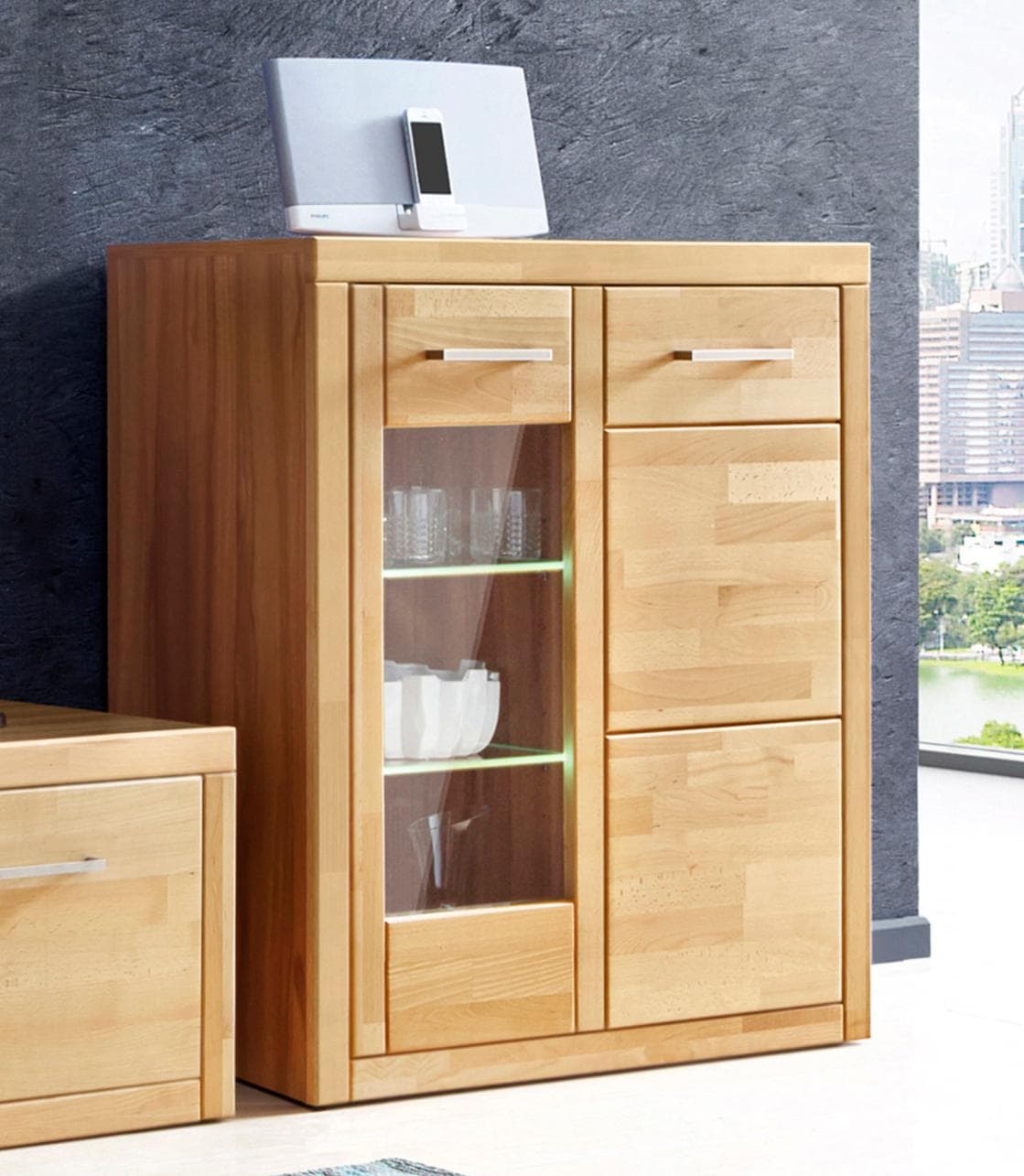 Home affaire Vitrine »LOGO68, Einlegeboden verstellbar,1Glastür, Wohnzimmer günstig online kaufen