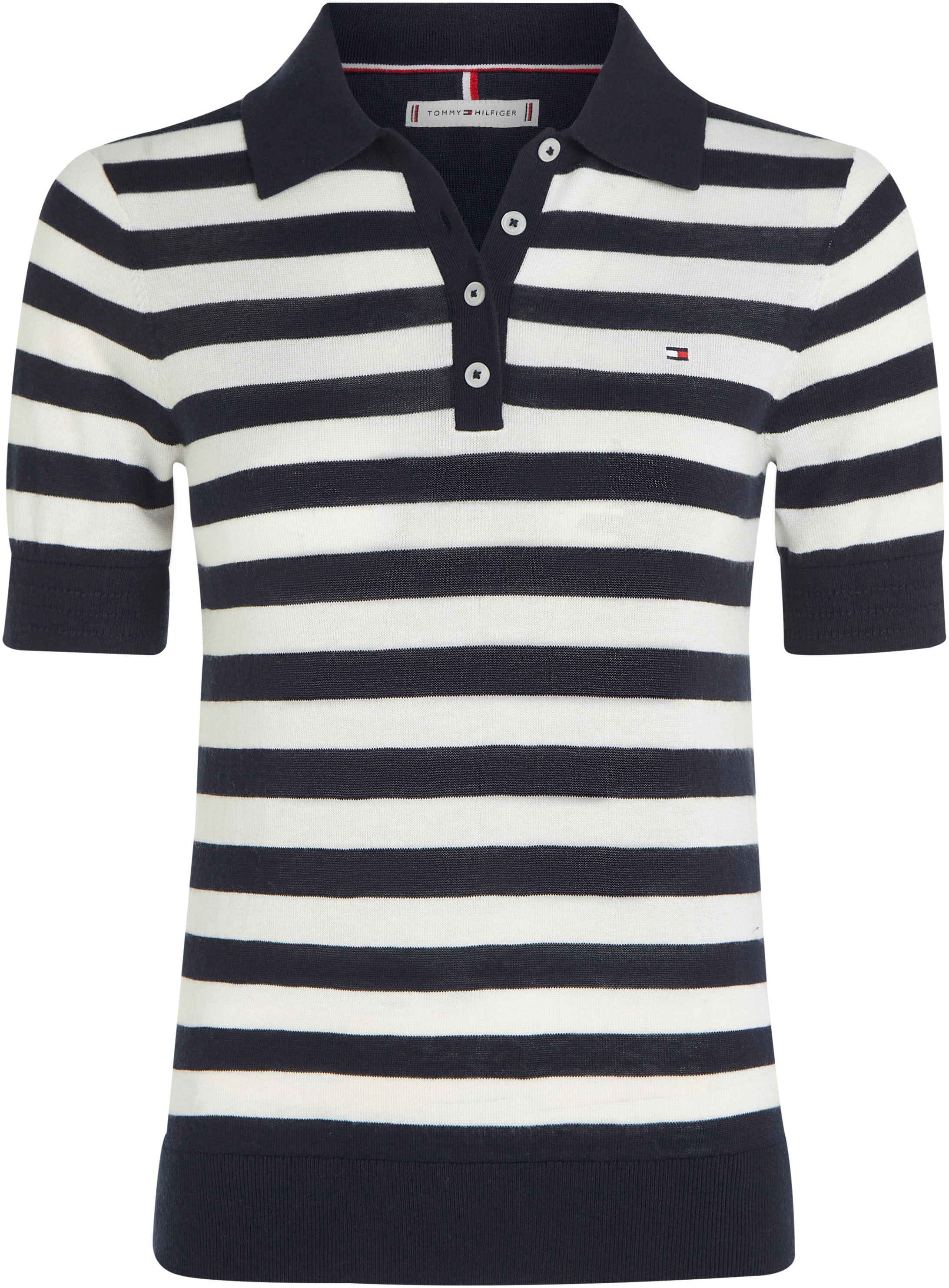 Tommy Hilfiger Polokragenpullover »BUTTON POLO SS TOP«, mit Logo auf der Brust