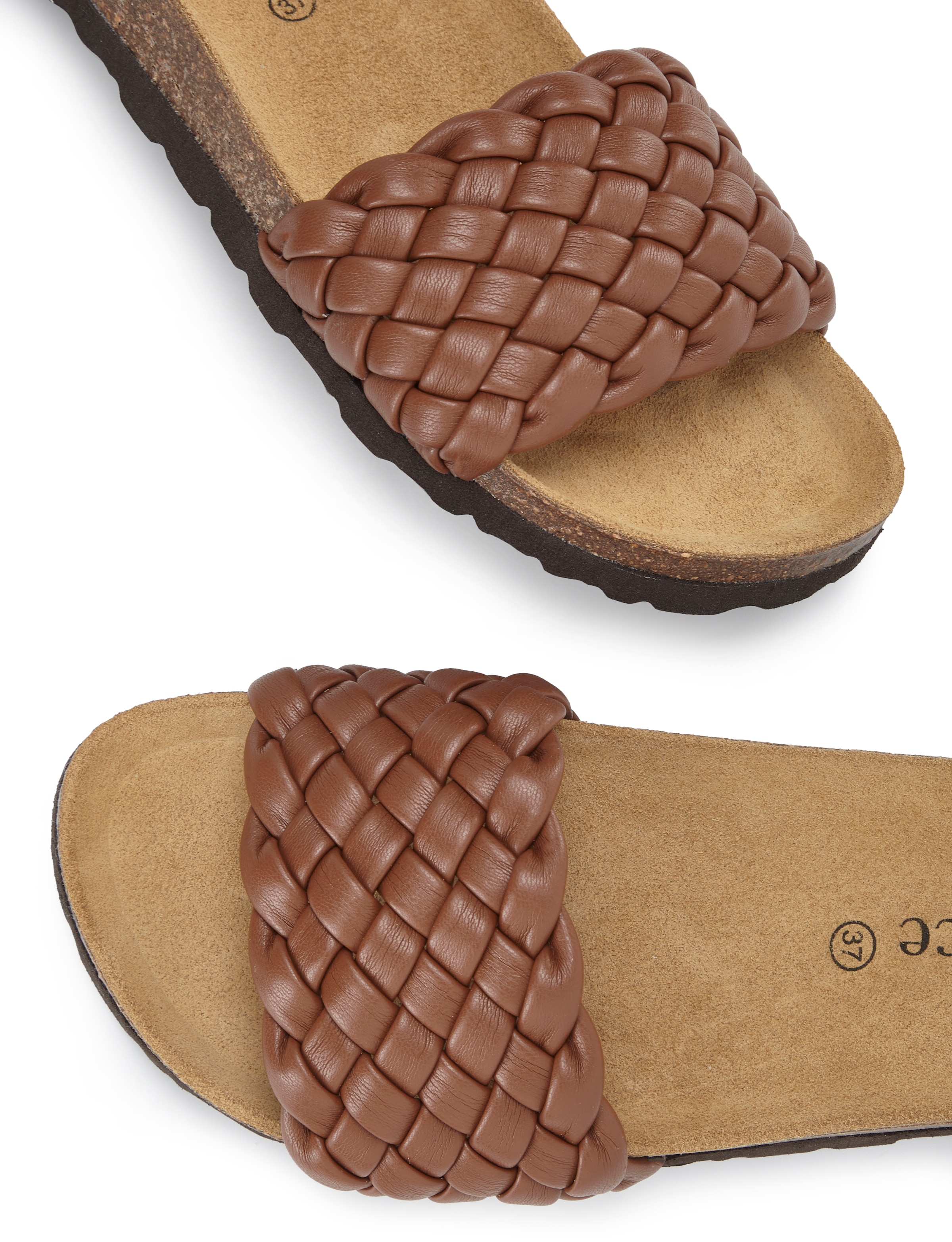 Vivance Pantolette »Mule, Sandale, offener Schuh, Sommerschuh,«  NEU mit komfortablem Korkfußbett & weicher Innensohle aus Leder